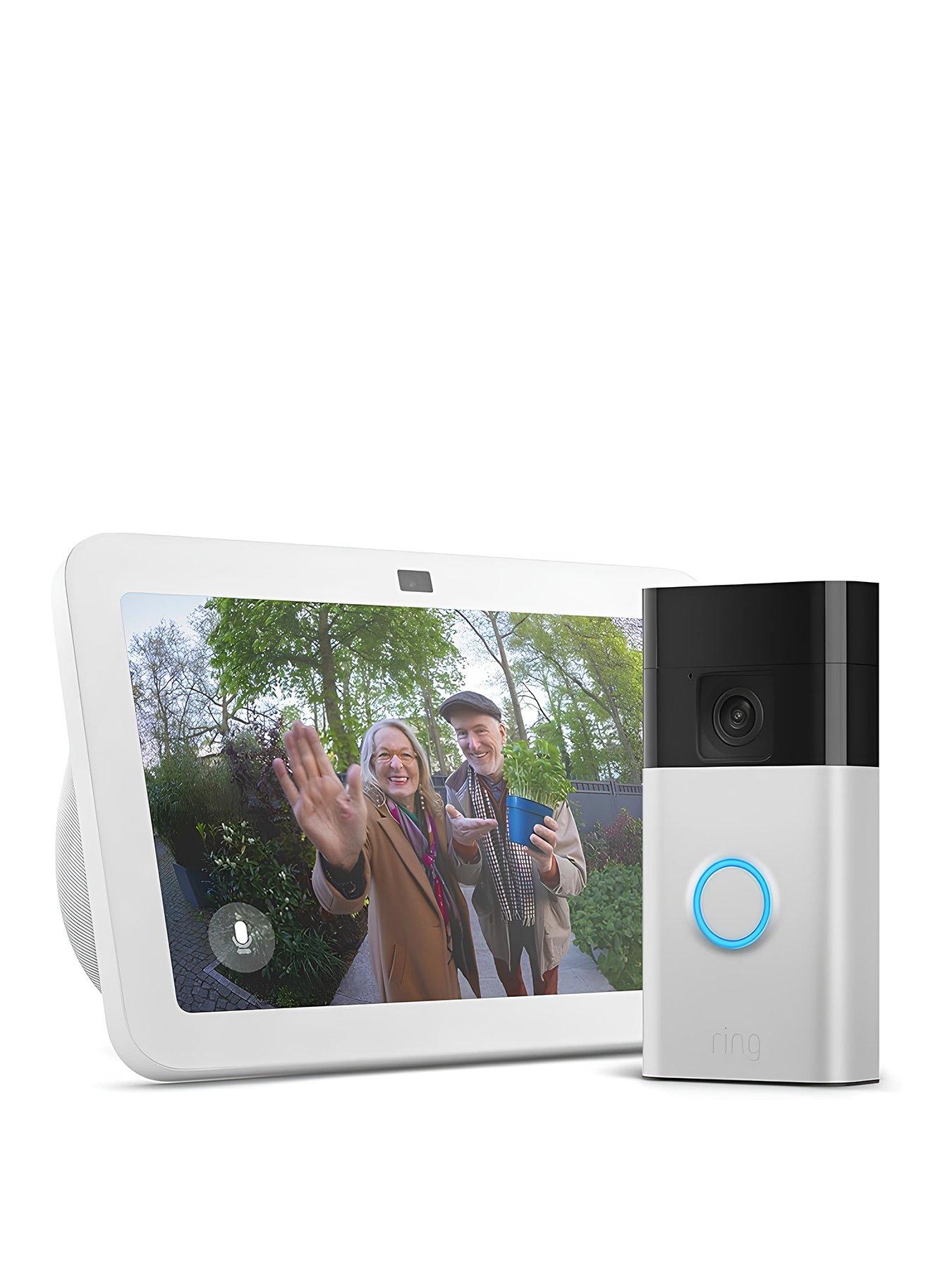 Image 1 of 5 of RING Video Doorbell 3rd gen Satin Nickel & Echo Show 8 3rd White