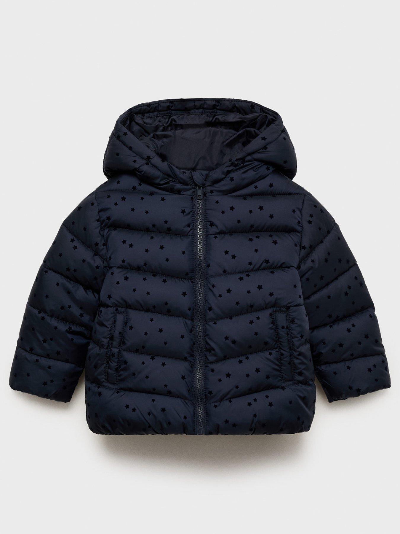 Mango Younger Girls Star Hooded Coat - Navy