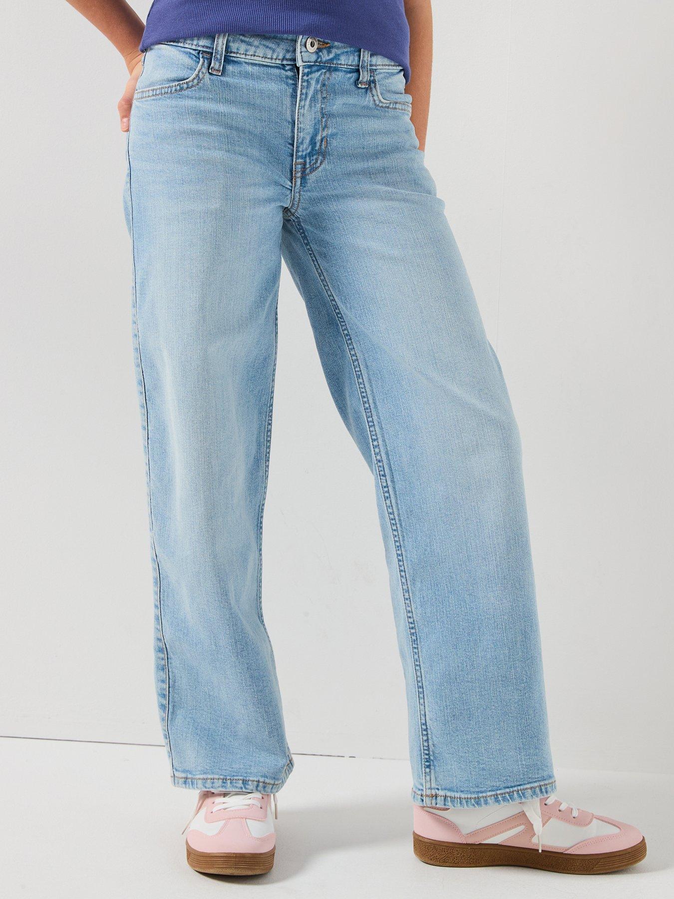 Abercrombie & Fitch Girls High Rise Wide Leg Jeans - Blue