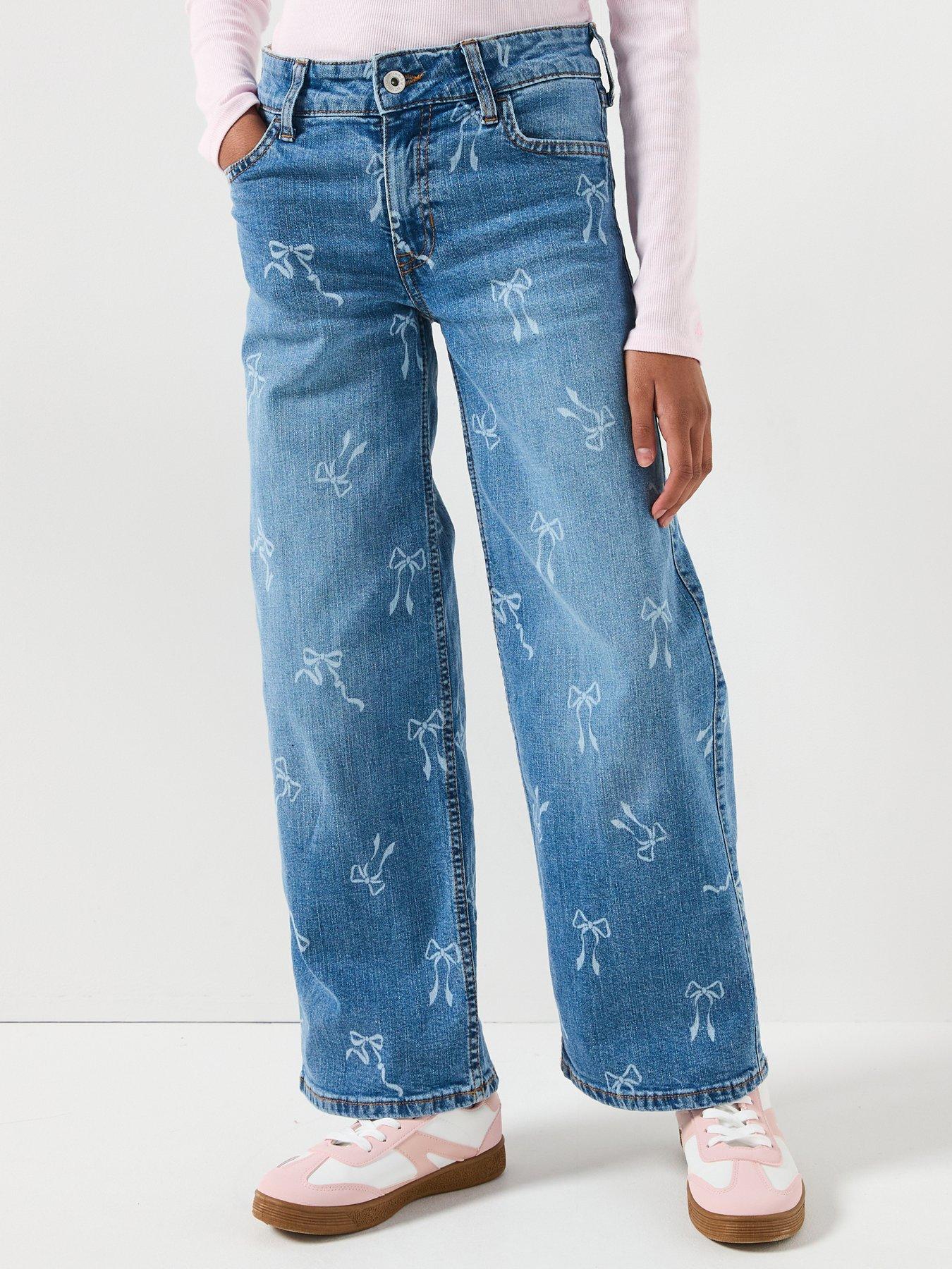 Abercrombie & Fitch Girls High Rise Discharge Wide Leg Jean - Blue
