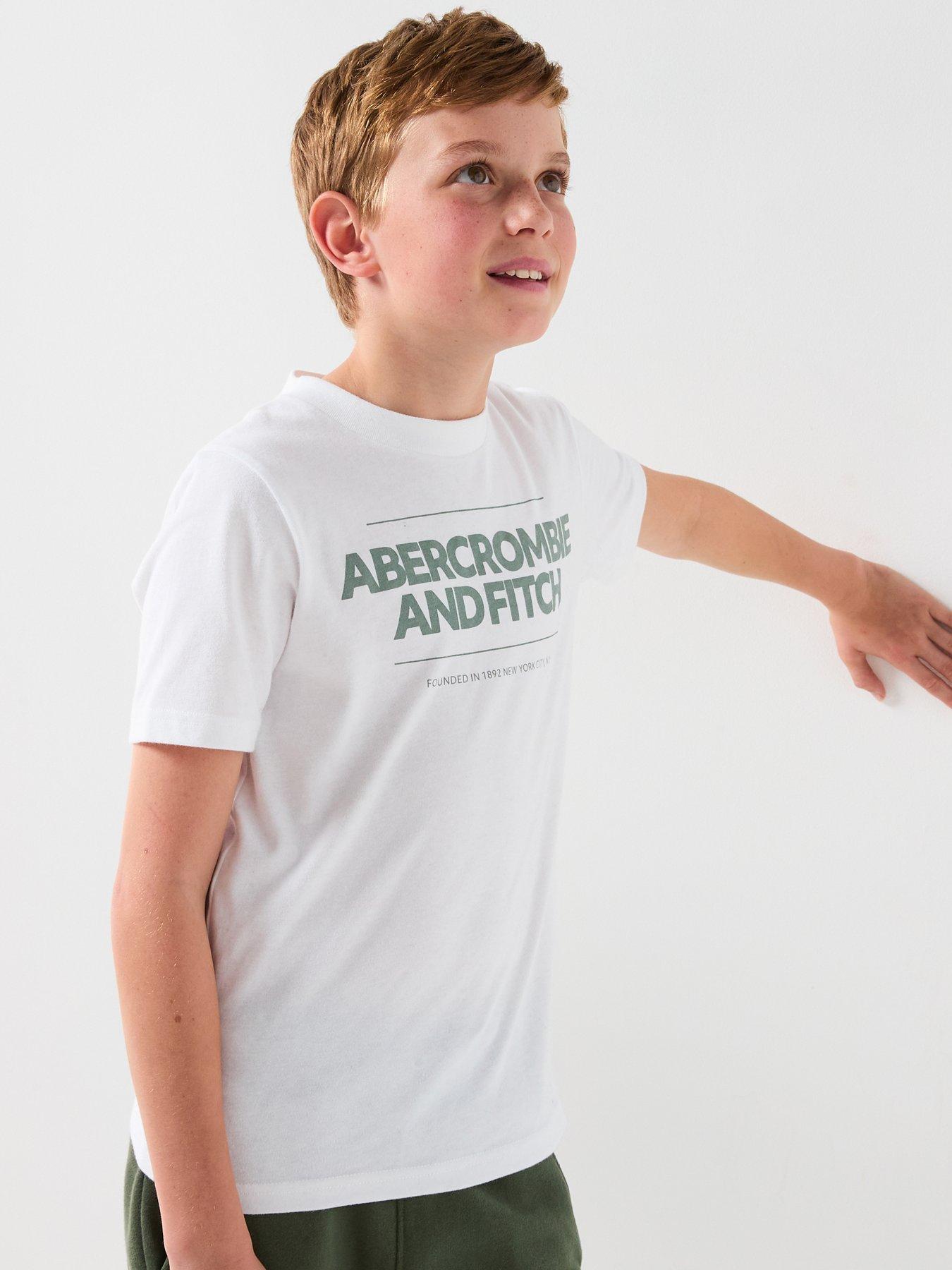 Abercrombie & Fitch Boys Cinder Block Short Sleeve T-Shirt - White