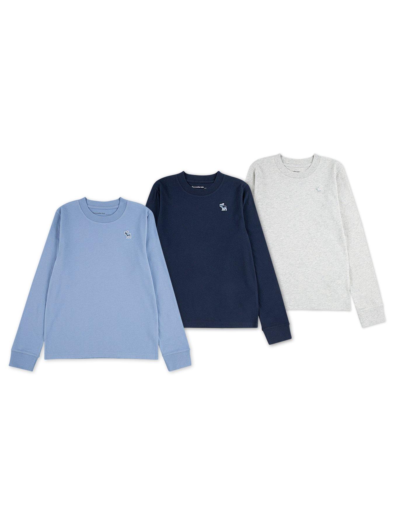 Abercrombie & Fitch Boys 3 Pack Long Sleeve T-Shirts - Blue