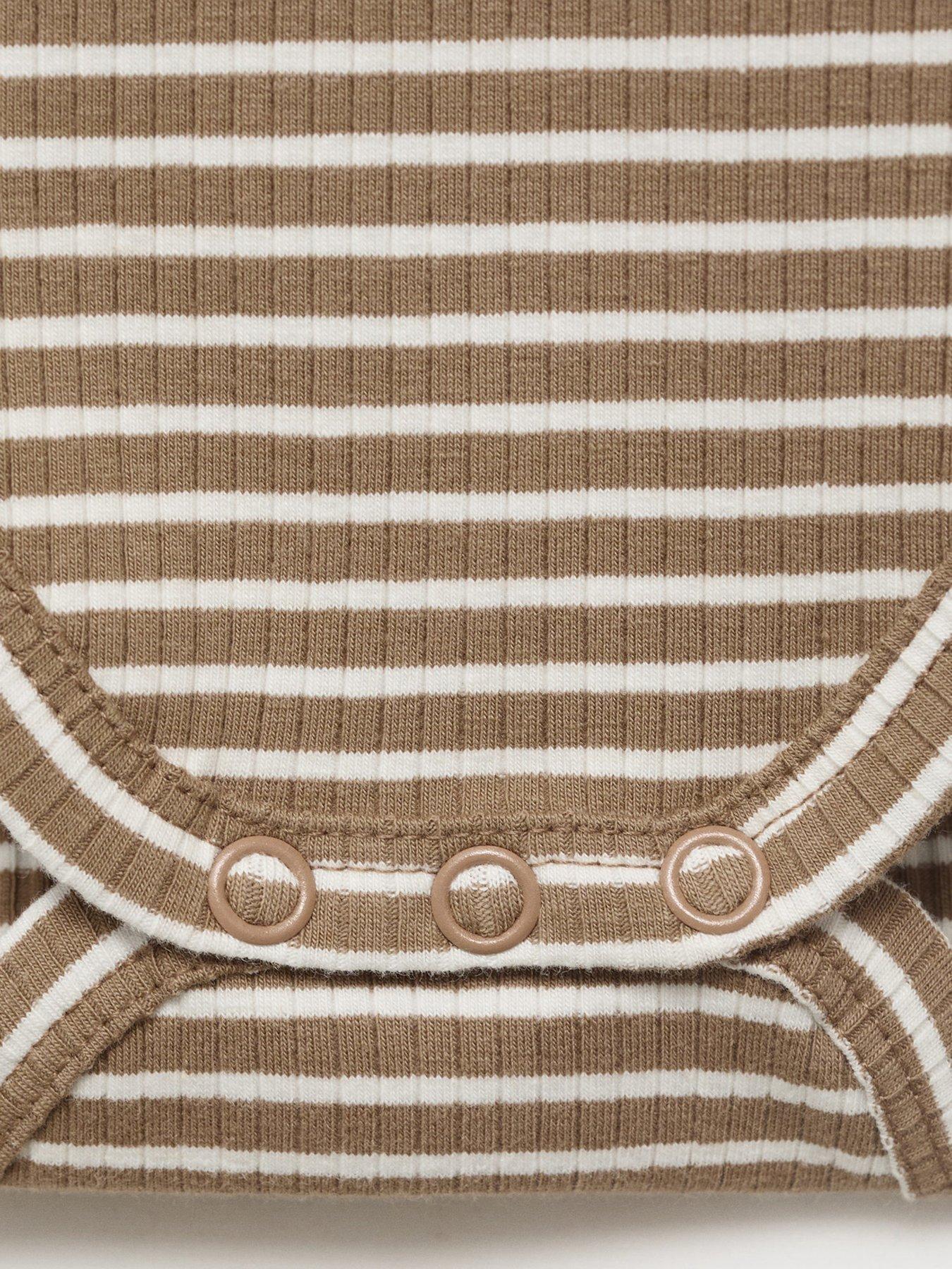 Image 4 of 5 of Mango Baby Unisex Striped Co-Ord Bodysuit - Brown