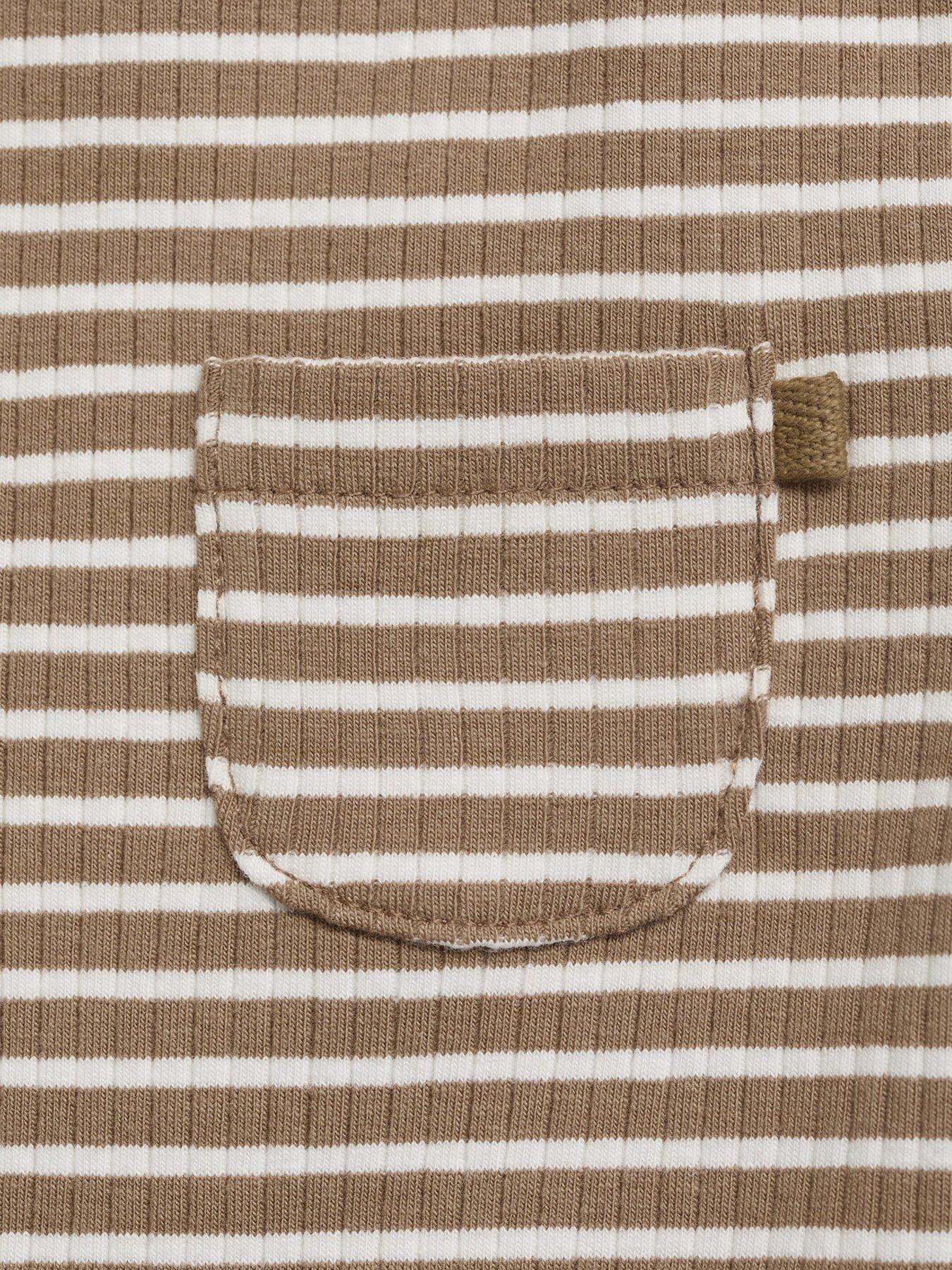Image 5 of 5 of Mango Baby Unisex Striped Co-Ord Bodysuit - Brown