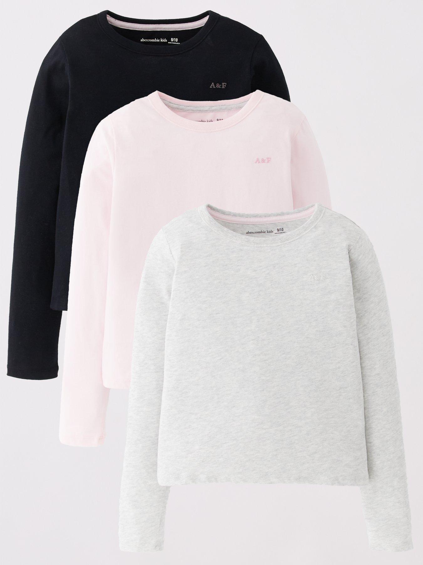 Abercrombie & Fitch Girls 3 Pack Long Sleeve T-Shirts - Pink