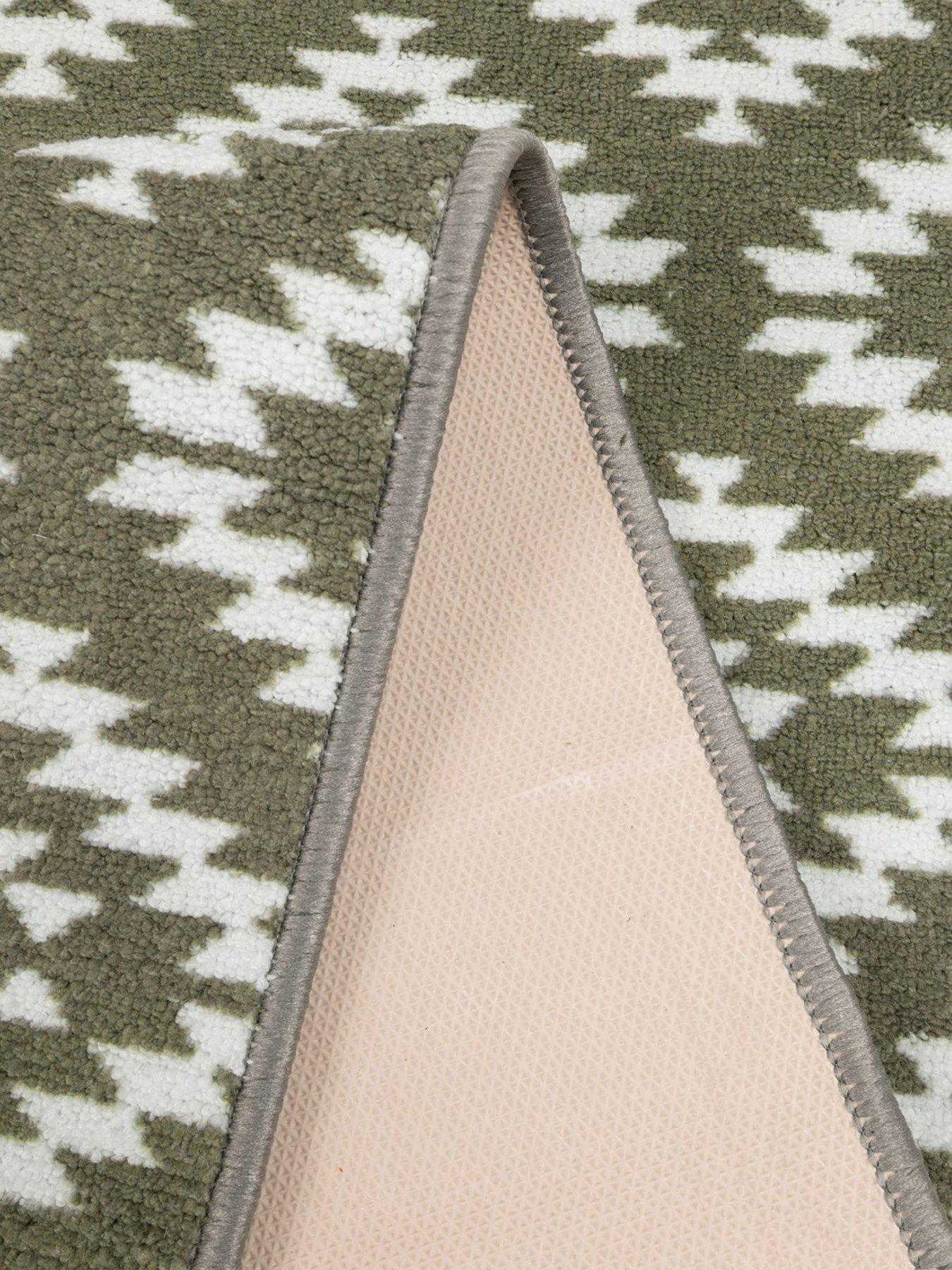Image 4 of 4 of The Very Collection Aztec Sage Green Diamond Runner &amp; Doormat Set