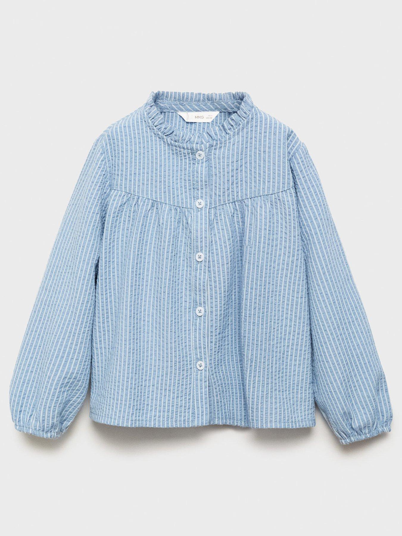 Mango Younger Girls Stripe Co-Ord Blouse - Blue