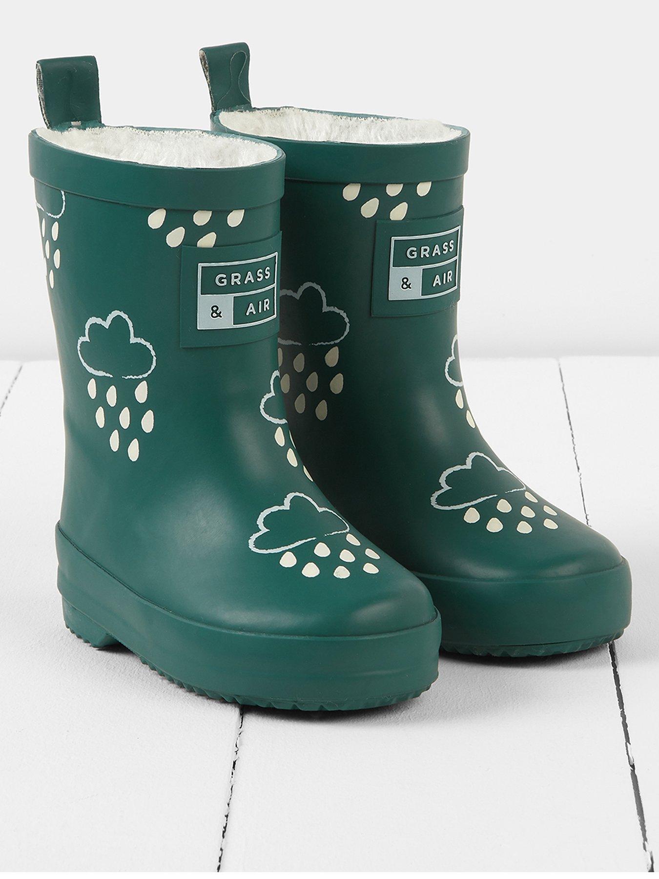 Grass & Air Infant/ Junior Colour-Revealing Winter Wellies - Green