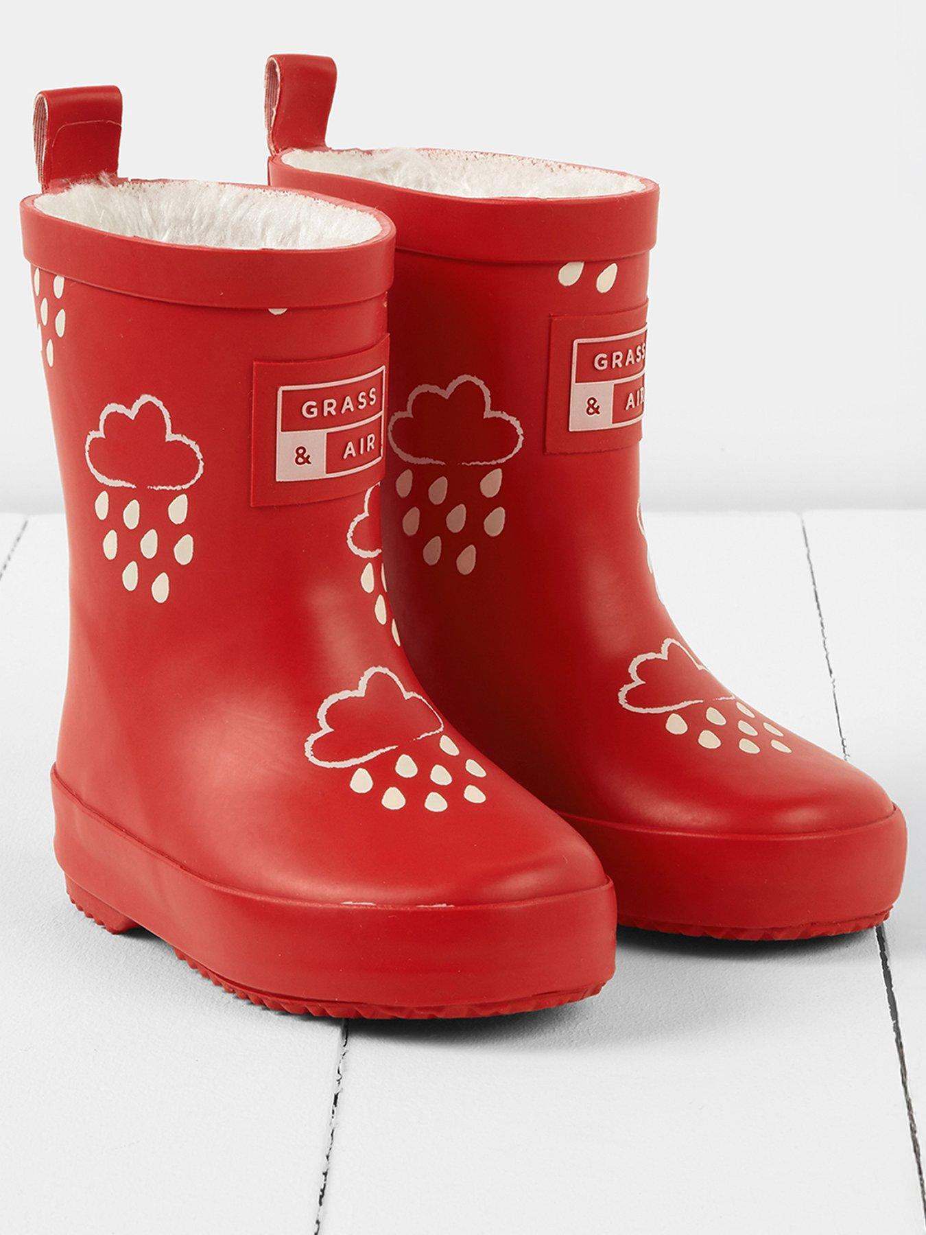Grass & Air Infant/ Junior Colour-Revealing Winter Wellies - Red