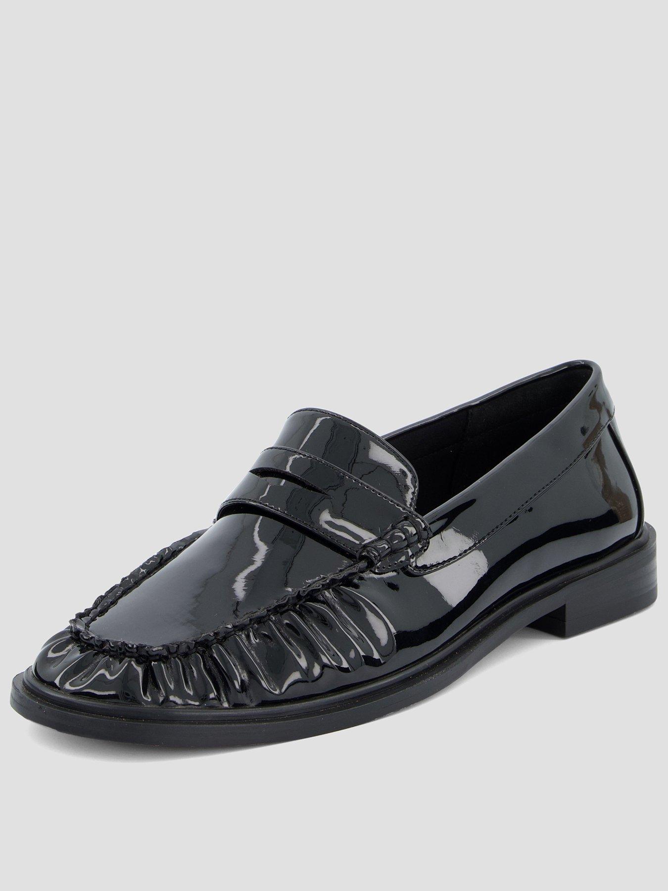 The Very Collection Square Toe Ruched Loafer - Black