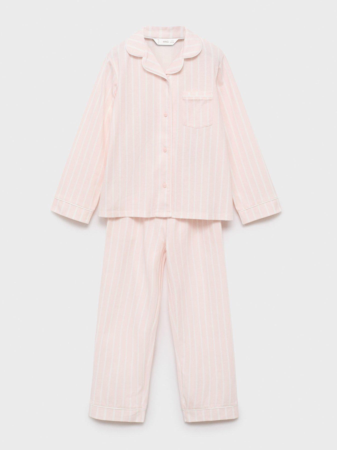 Mango Girls Long Sleeve Stripe Pyjamas - Light Pink