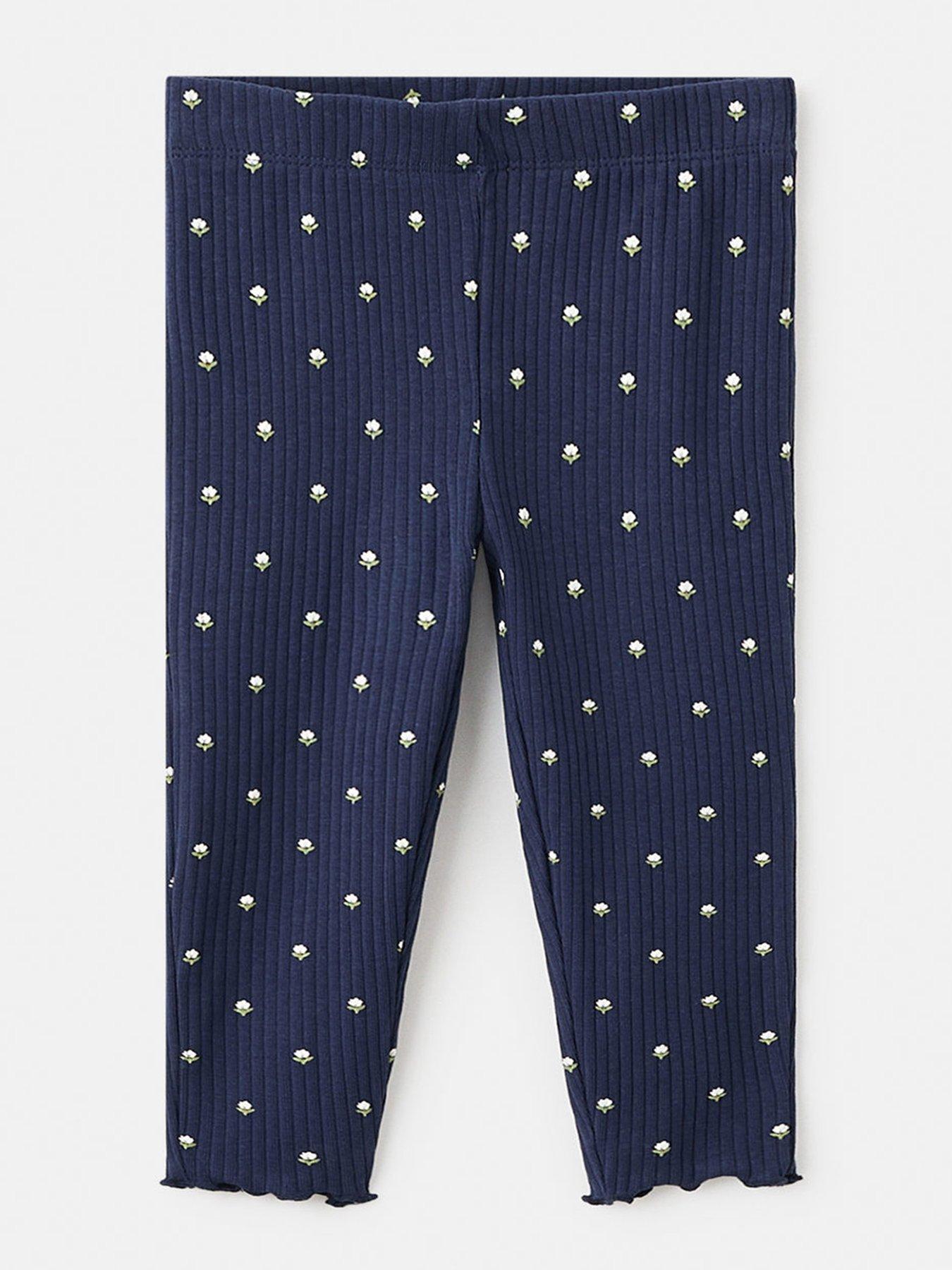 Mango Younger Girls Floral Print Leggings - Navy