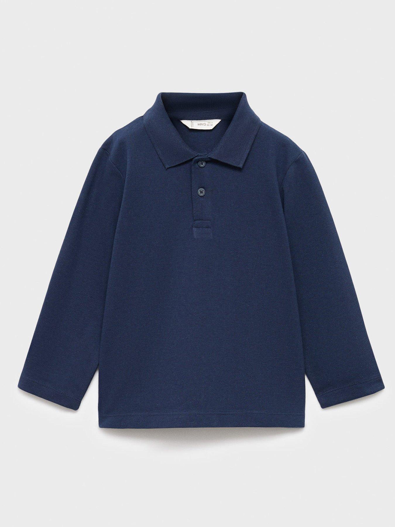 Mango Younger Boys Long Sleeve Polo - Navy