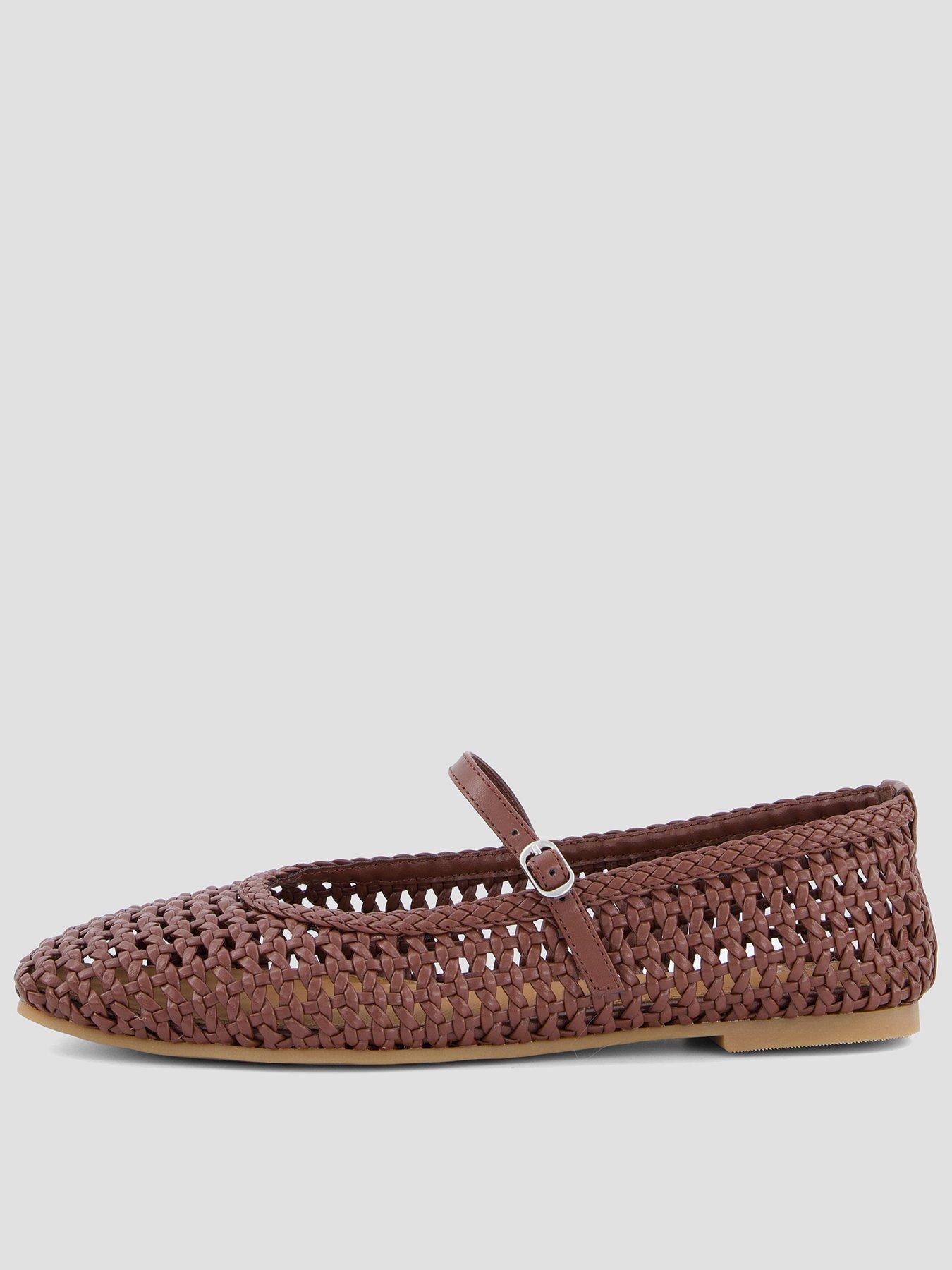 Image 2 of 7 of The Very Collection Square Toe Woven Ballet Flat - Chocolate
