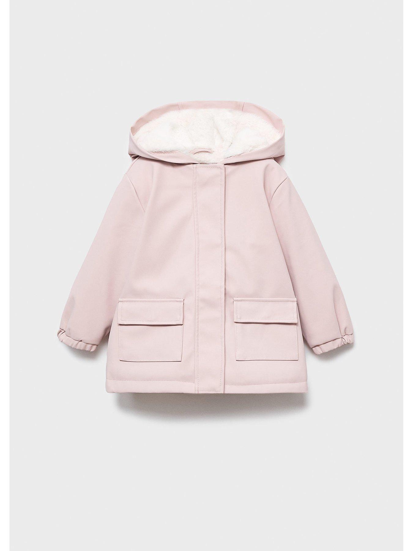 Mango Younger Girls Faux Fur Lined Raincoat - Light Pink
