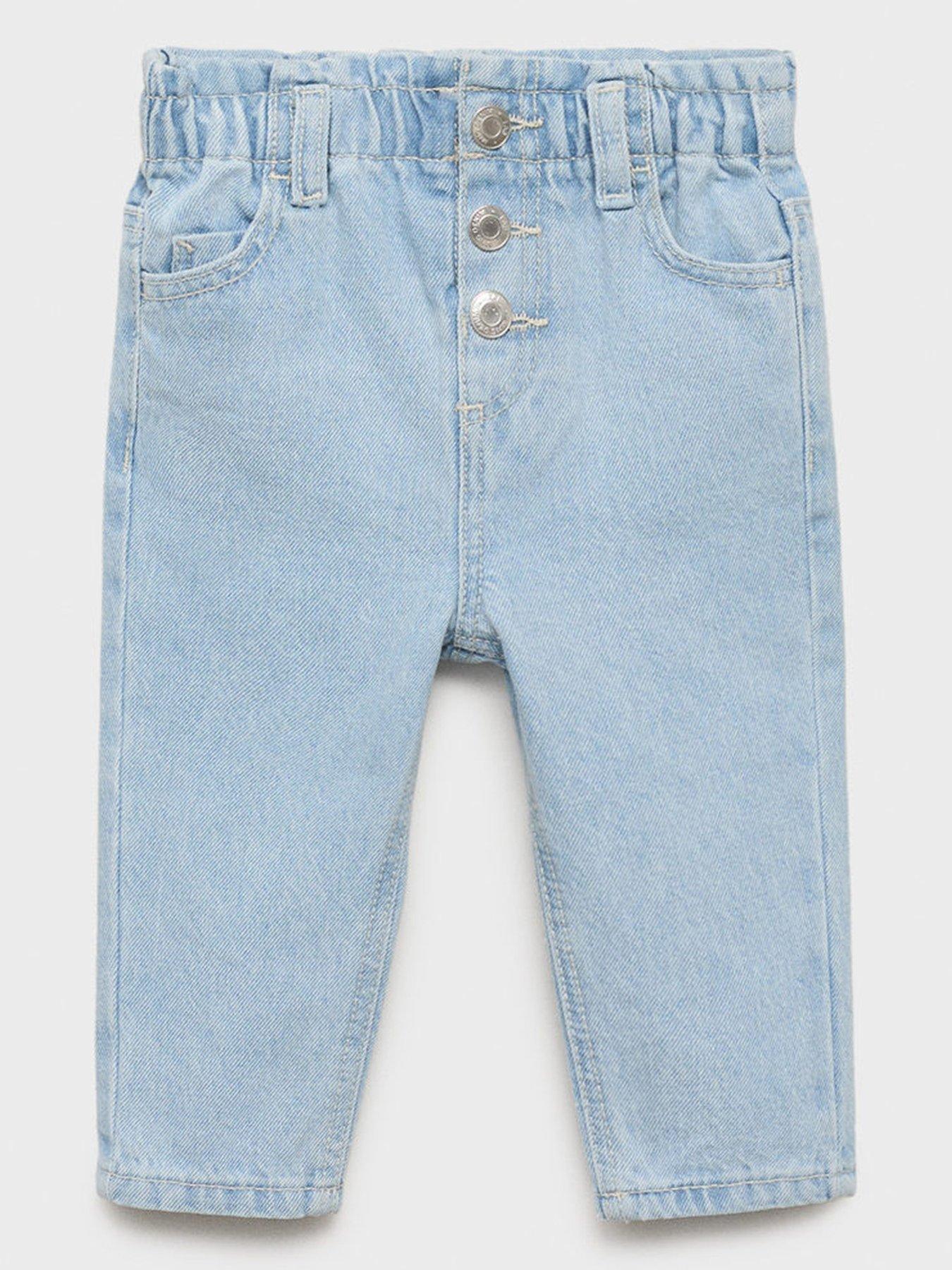 Mango Younger Girls Paperbag Waist Jeans - Light Blue