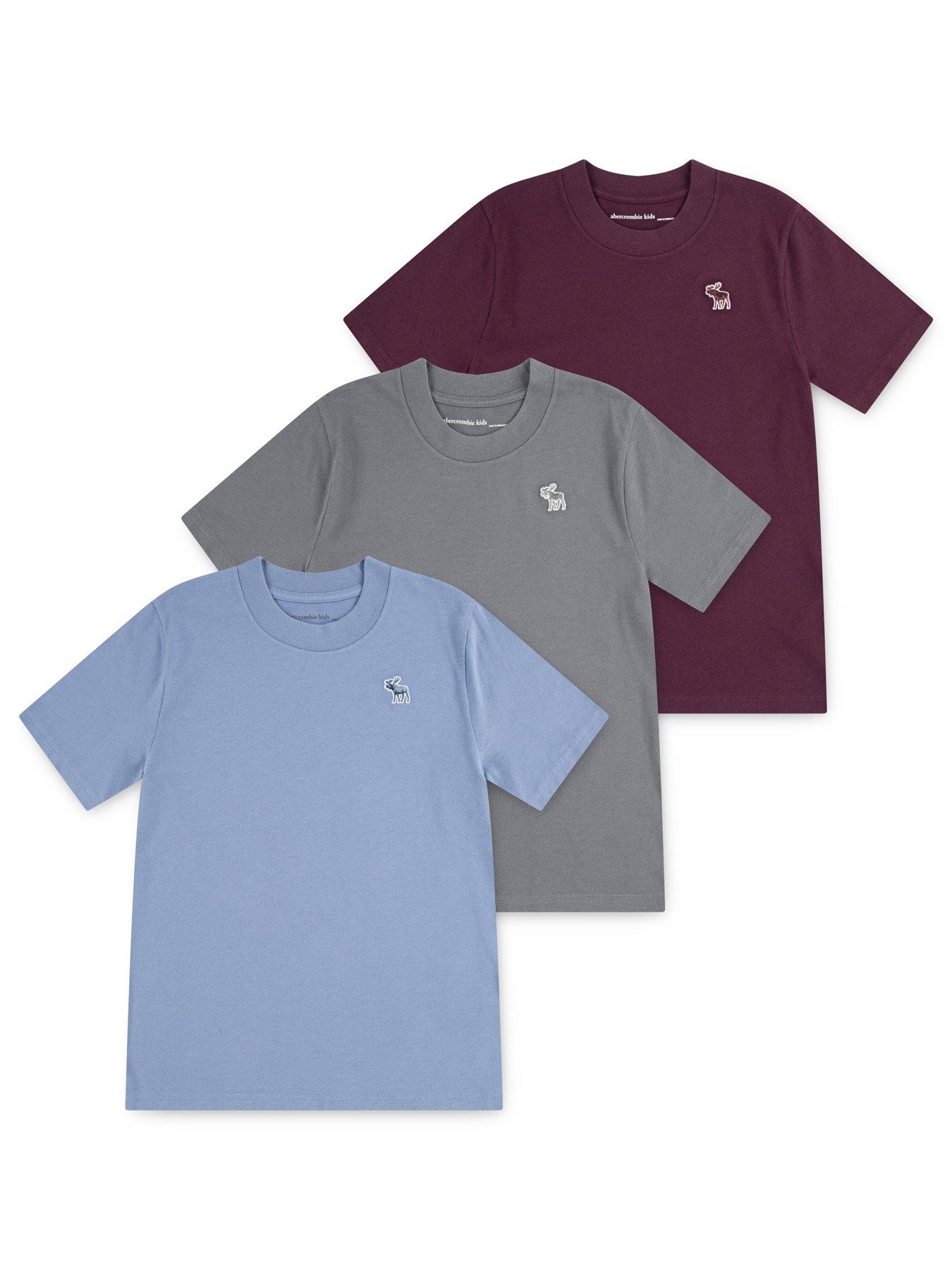 Abercrombie & Fitch Boys 3 Pack Short Sleeve T-Shirts - Red/Blue/Grey