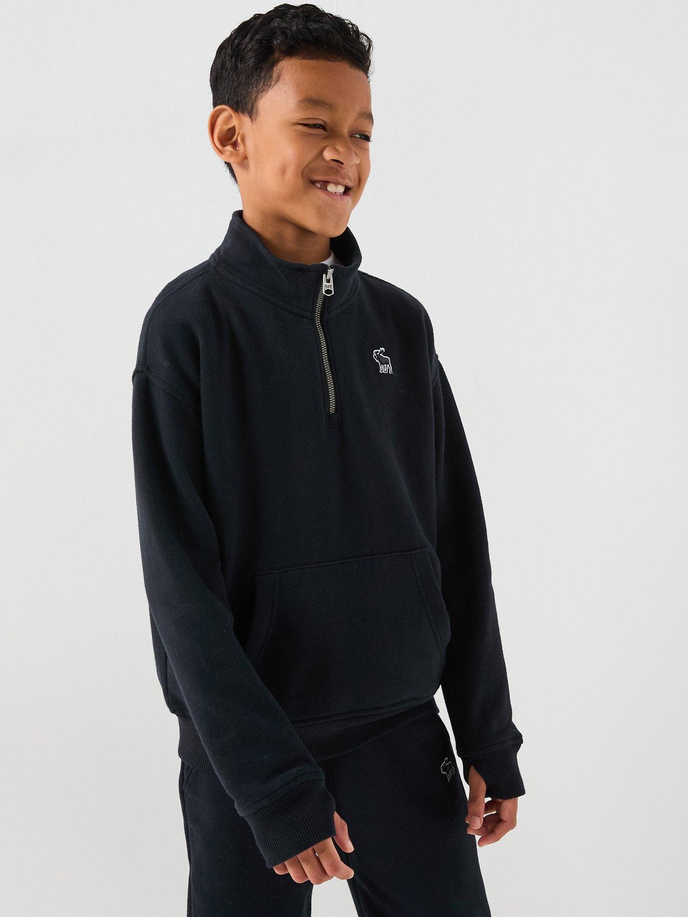 Abercrombie & Fitch Boys Essential 1/4 Zip Mock Neck Sweatshirt - Black