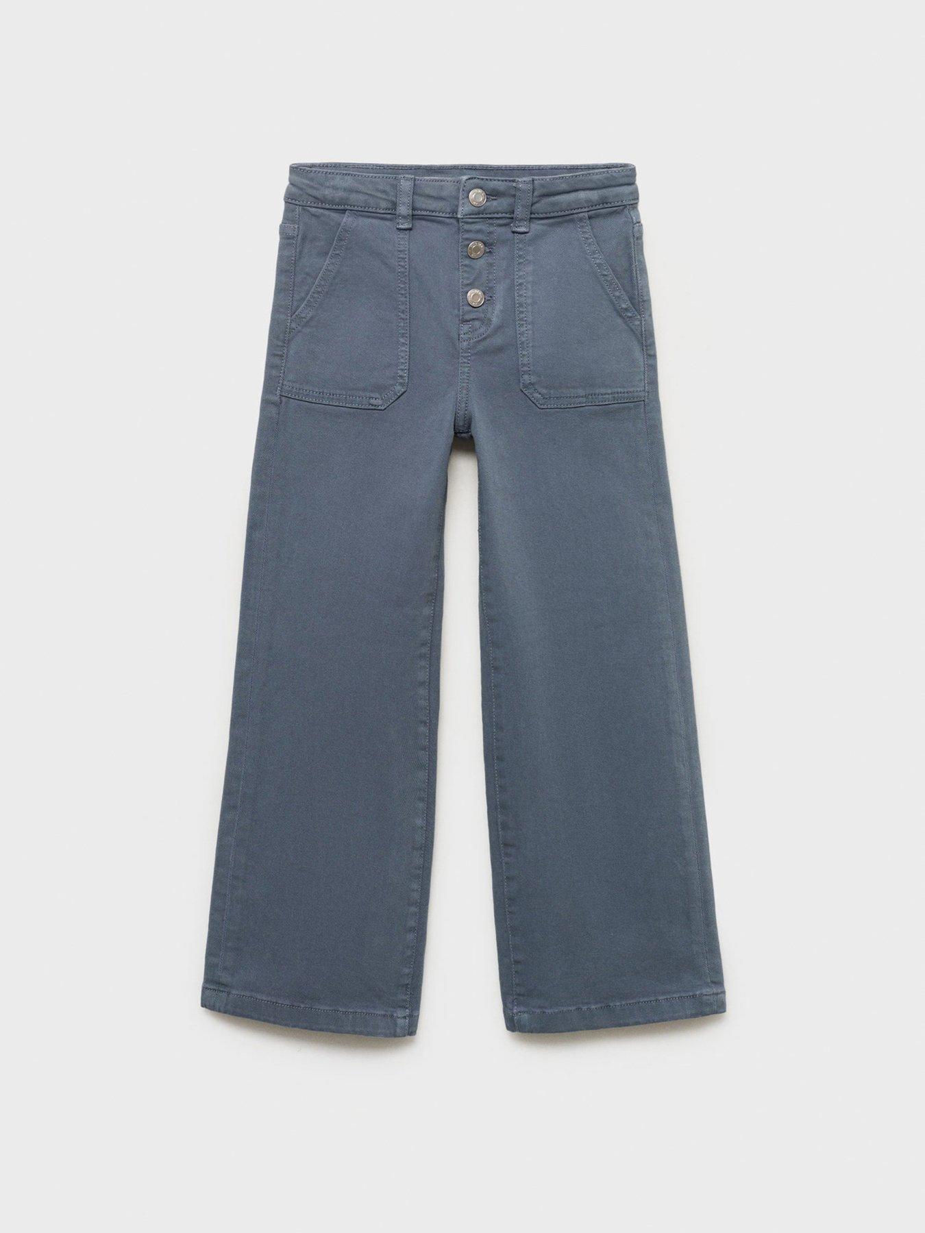 Mango Girls Wide Leg Coloured Jeans - Blue