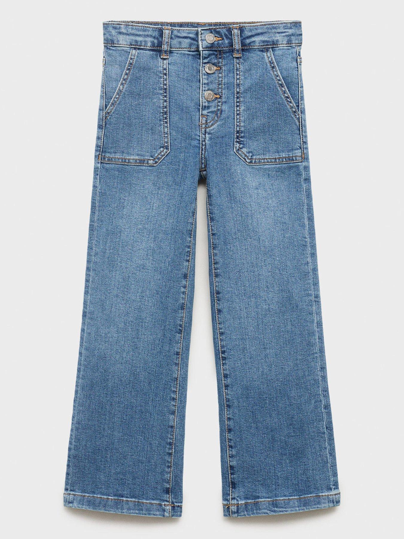Mango Girls Wide Leg Jeans - Blue