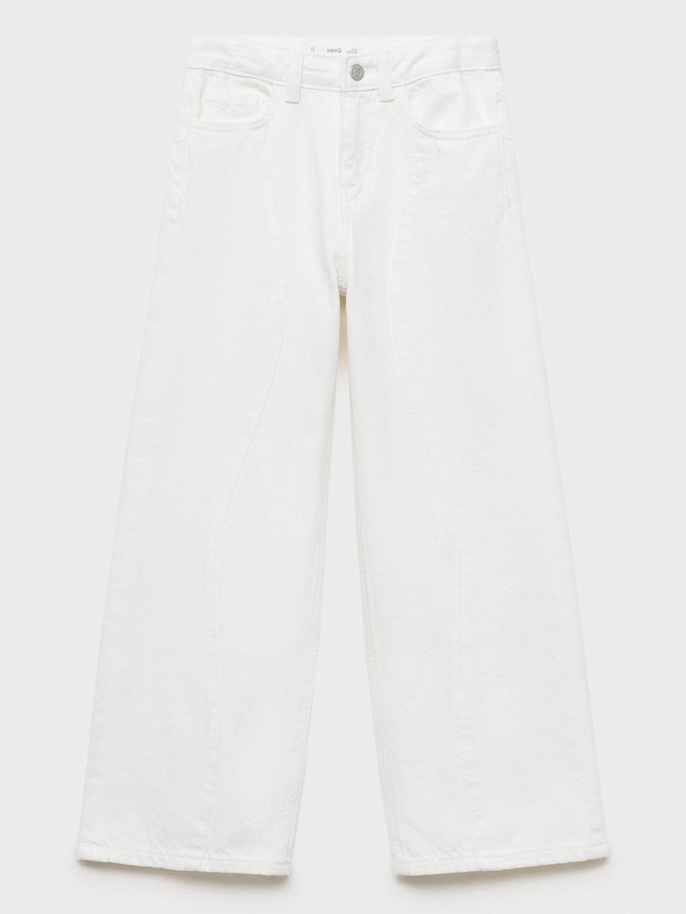 undefined Girls Wide Leg Jeans - White