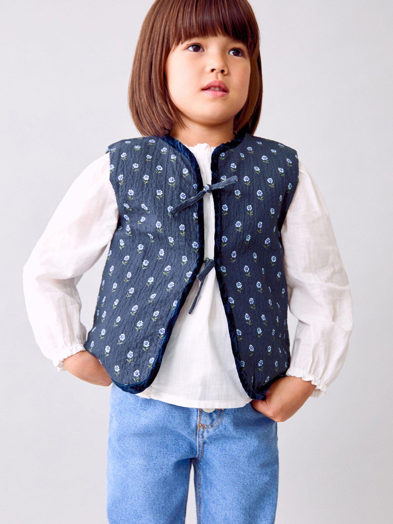 Mango Younger Girls Printed Gilet - Navy