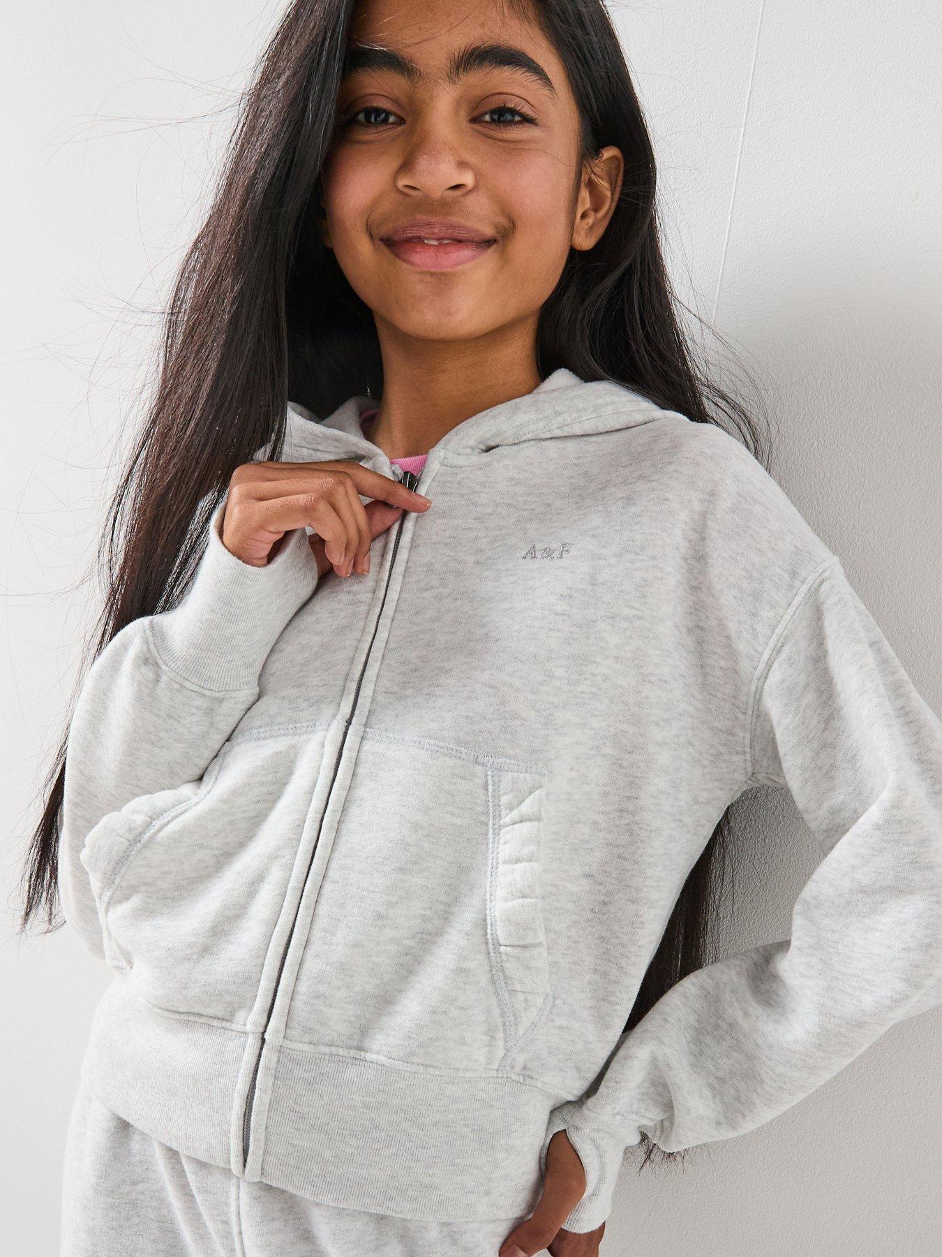 Image 4 of 5 of Abercrombie & Fitch Girls Essential Full Zip Hoodie - Grey