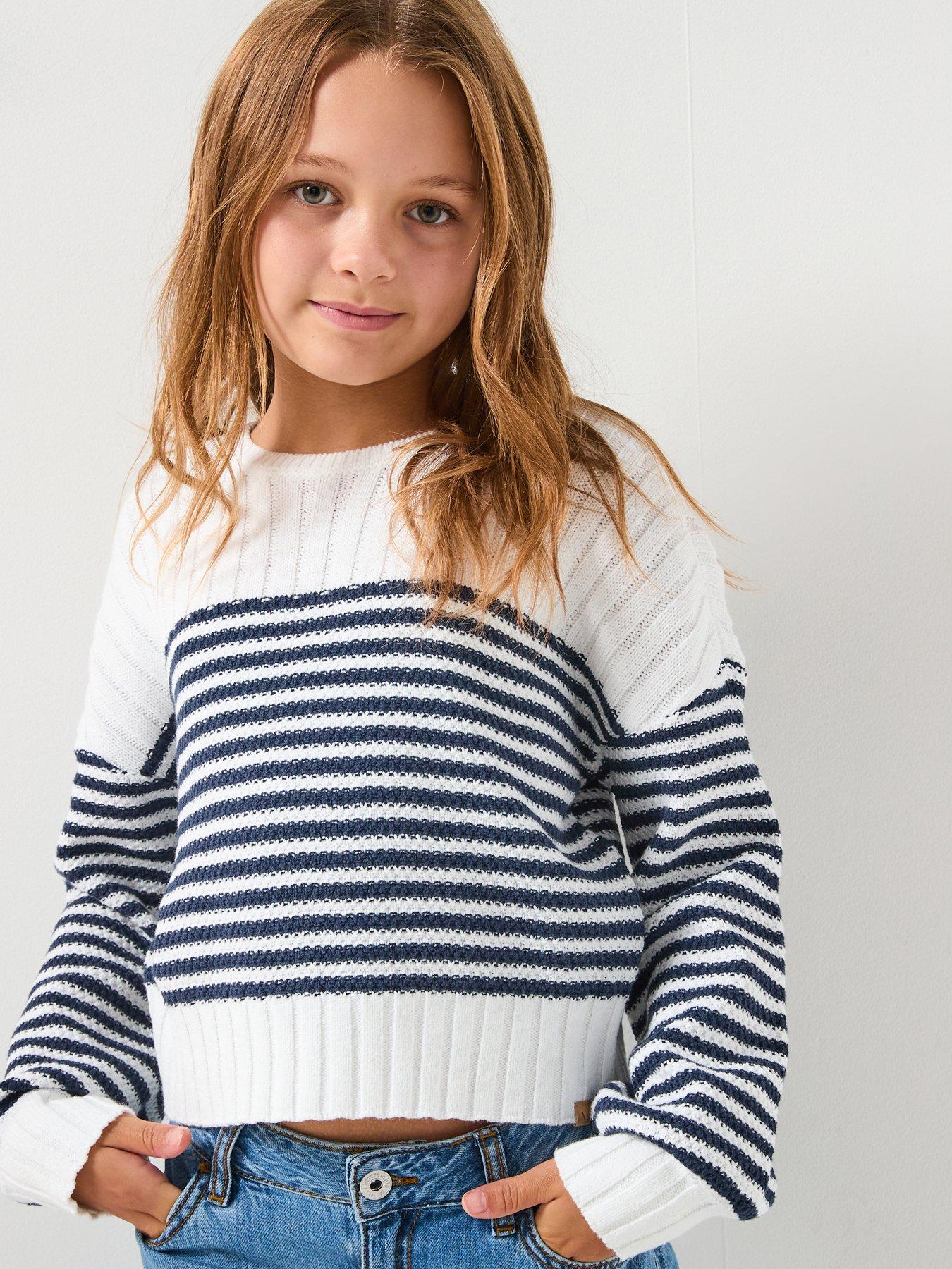 Abercrombie & Fitch Girls Slash Neck Sweater - White