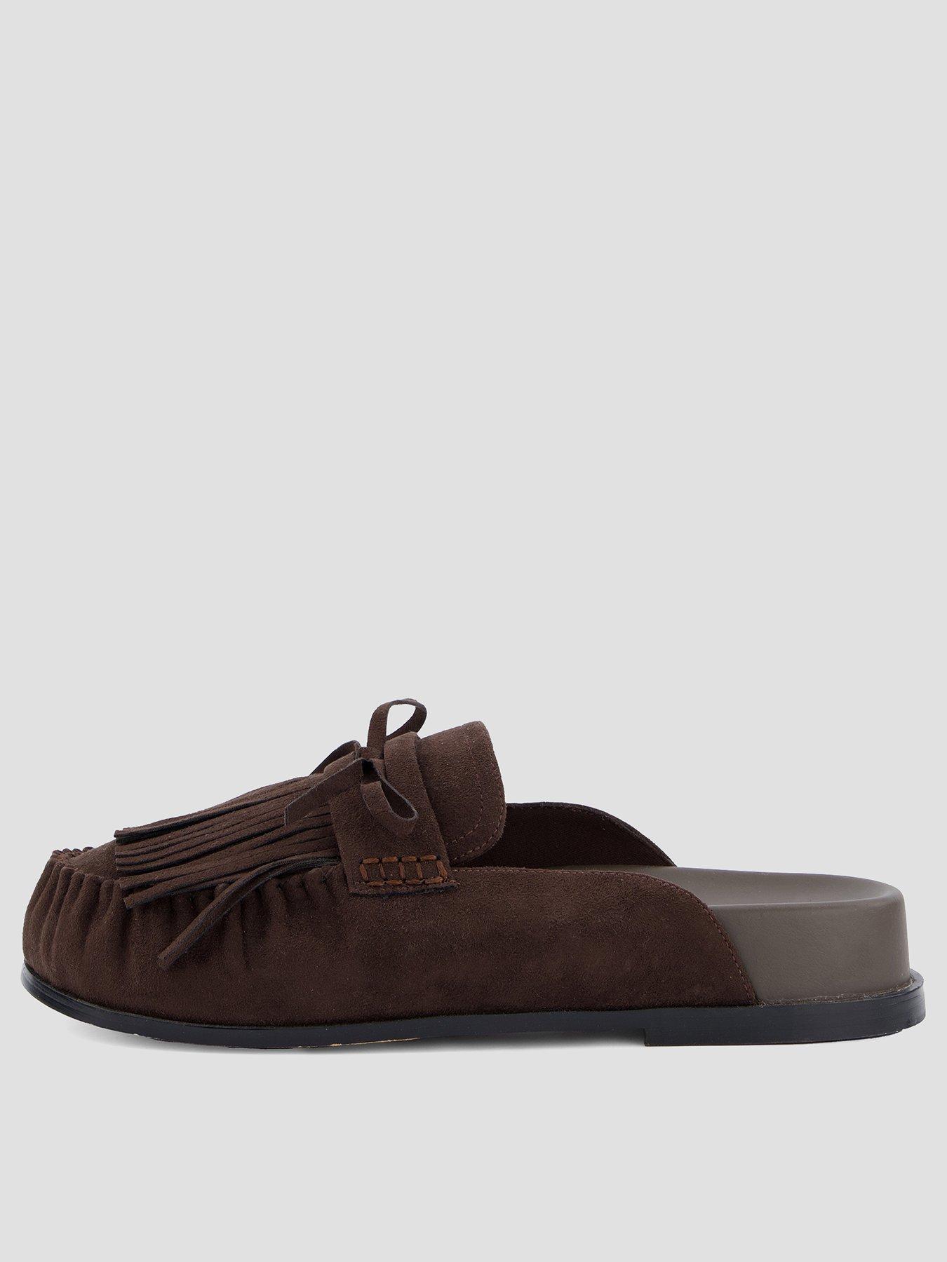 The Very Collection Mule Moccasin Loafer Shoes - Brown