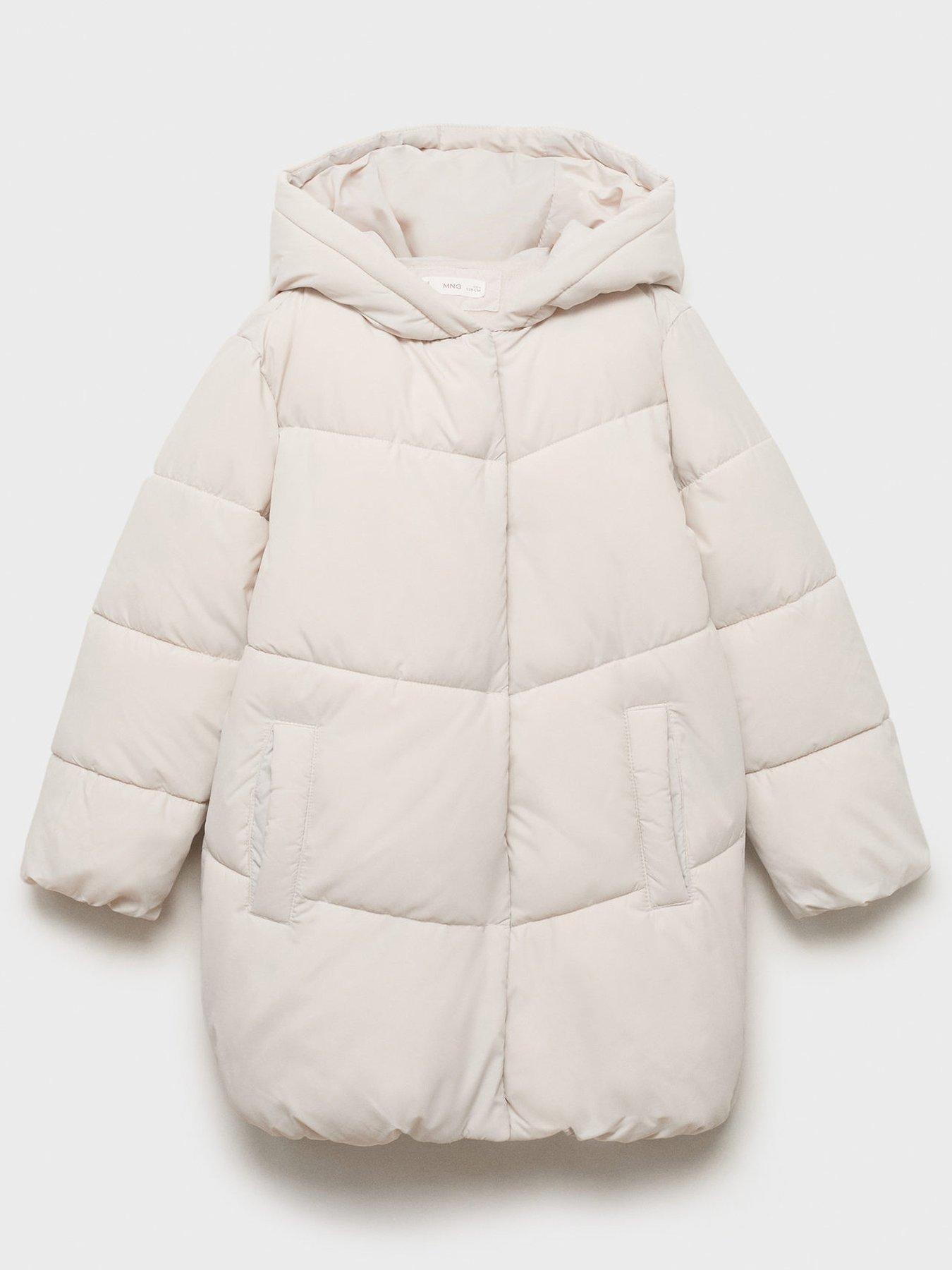 Image 1 of 4 of Mango Girls Padded Longline Coat - Cream