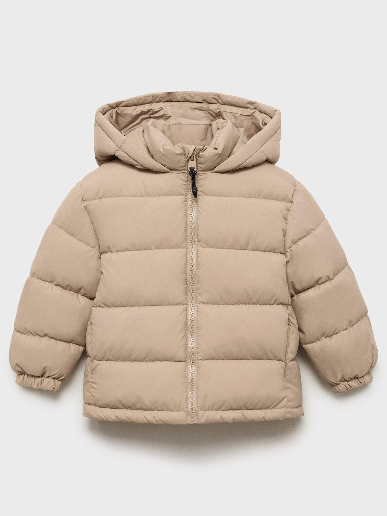Mango Younger Boys Padded Hooded Coat - Cream