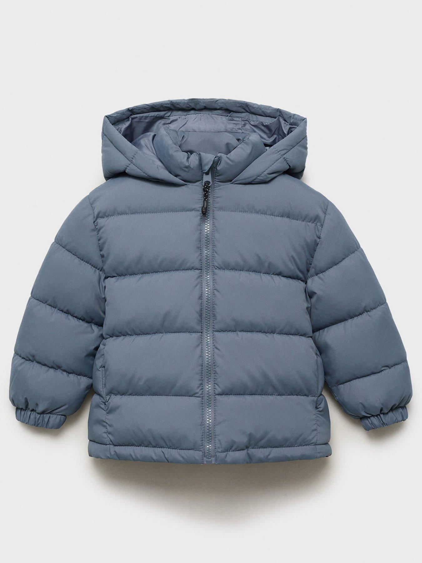 Mango Younger Boys Padded Hooded Coat - Blue