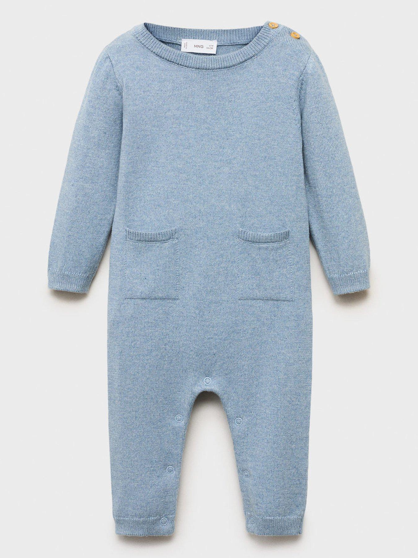 Mango Baby Boys Knitted Romper - Blue