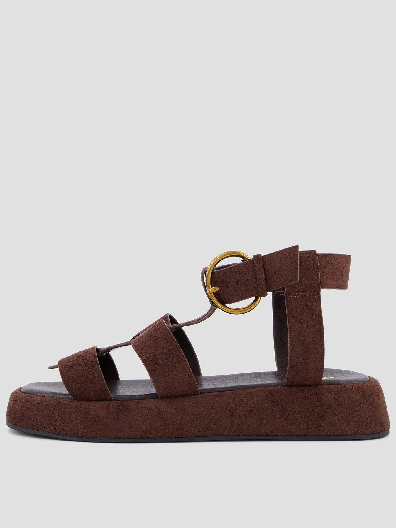 Image 2 of 7 of The Very Collection Wide Fit Gladiator Flatform Sandal - Brown