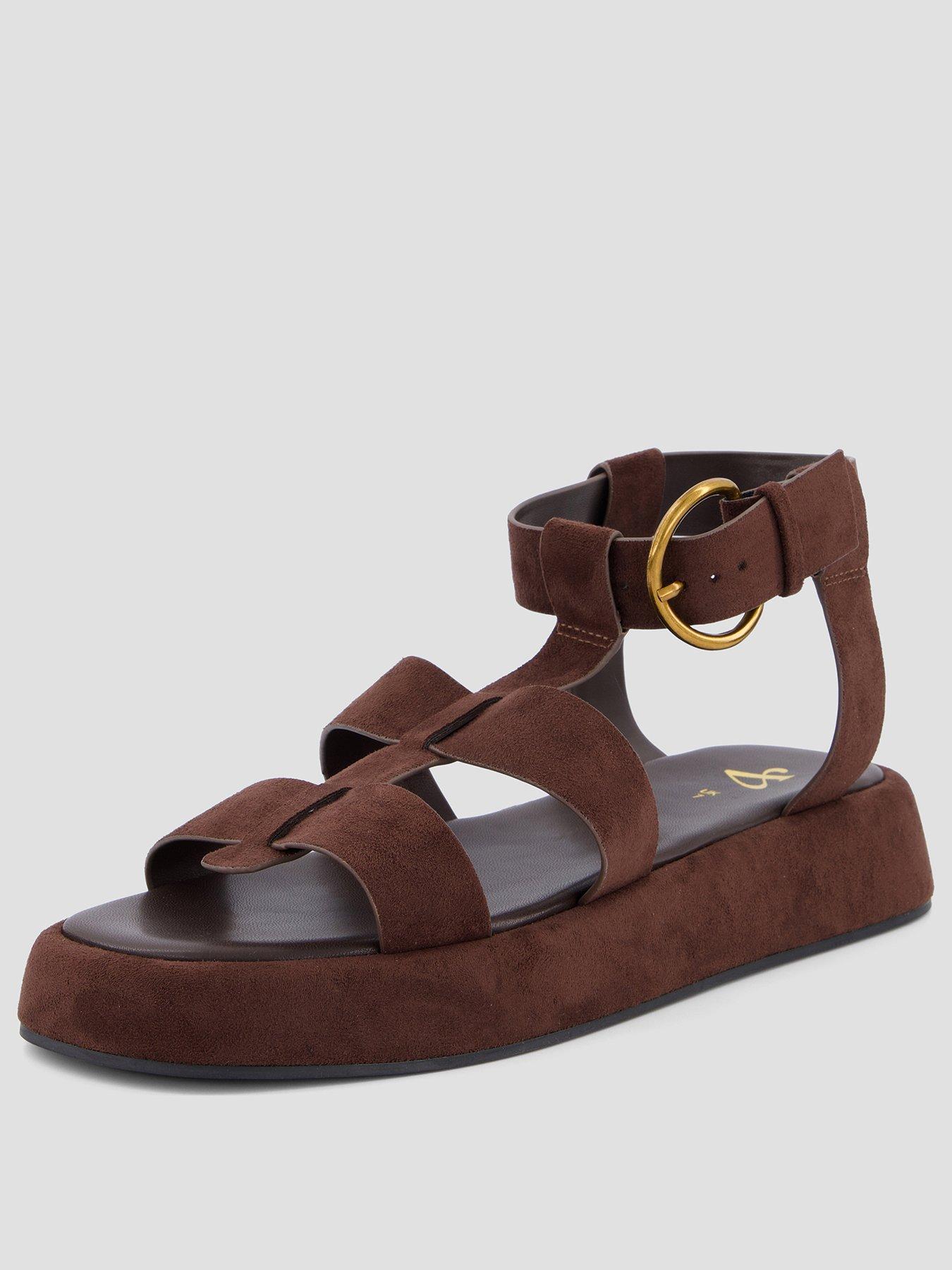 Image 3 of 7 of The Very Collection Wide Fit Gladiator Flatform Sandal - Brown