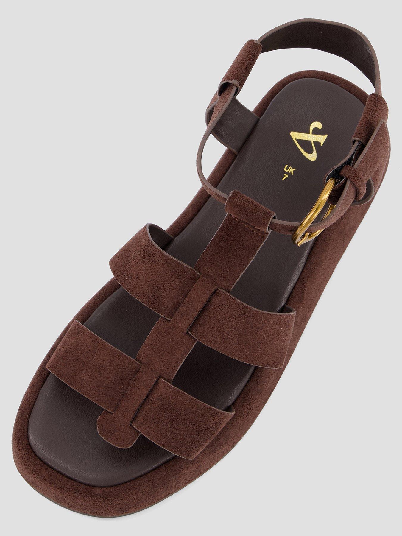 Image 4 of 7 of The Very Collection Wide Fit Gladiator Flatform Sandal - Brown