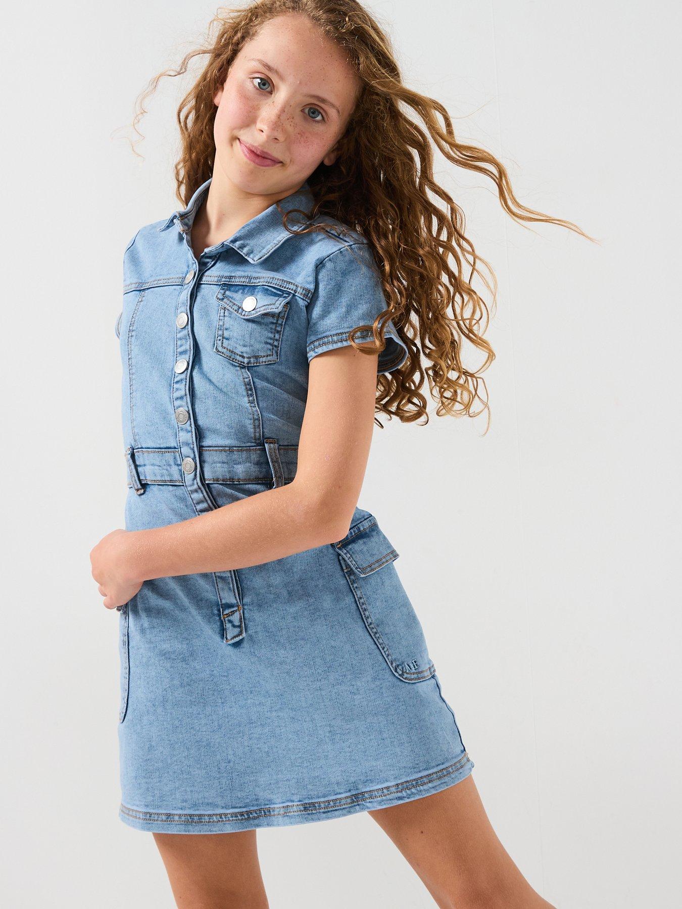 Abercrombie & Fitch Girls Utility Shirt Dress - Blue