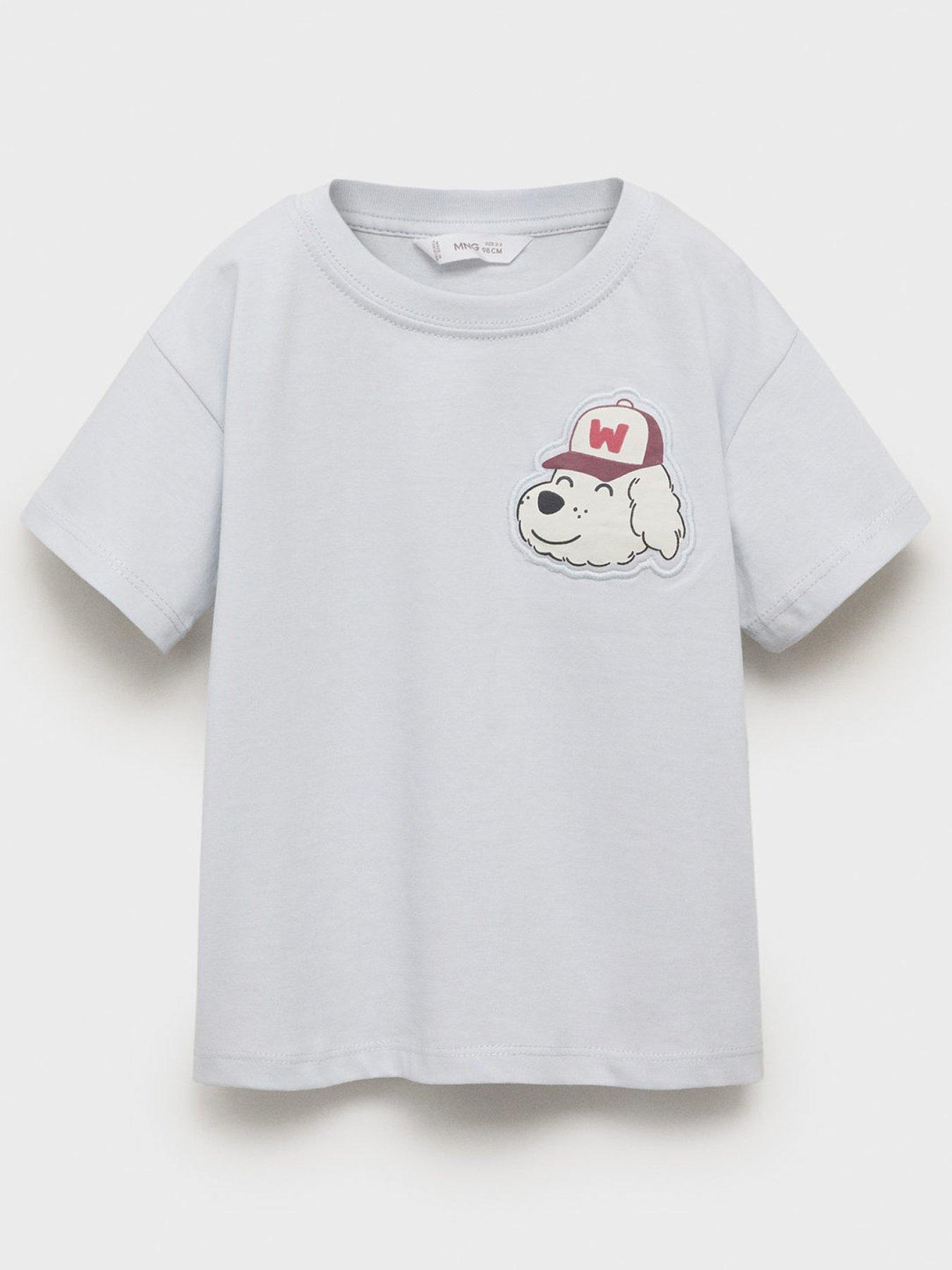 Mango Younger Boys Back Print Dog Short Sleeve T-Shirt - Blue