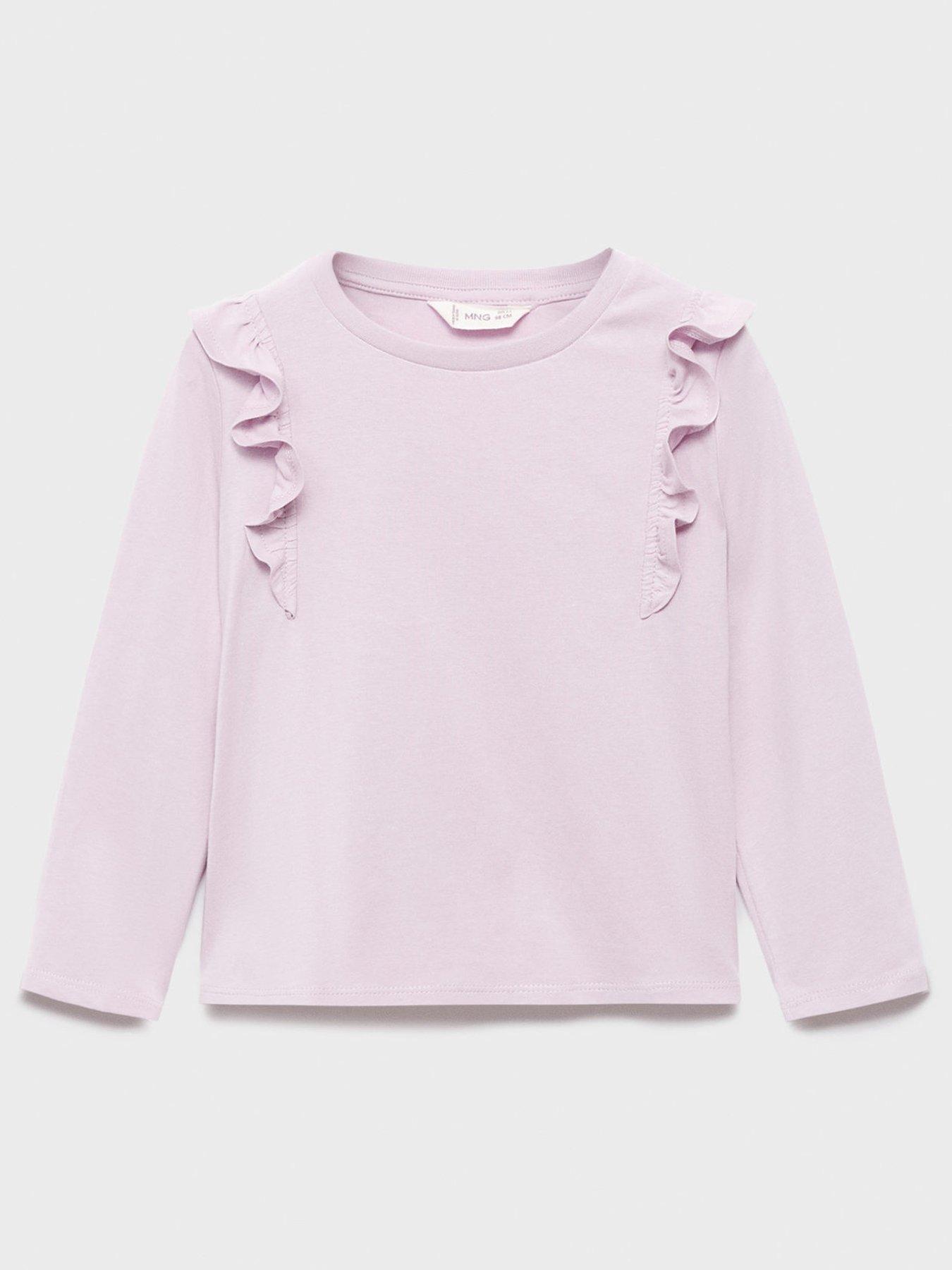 Mango Younger Girls Frill Long Sleeve T-Shirt - Light Purple