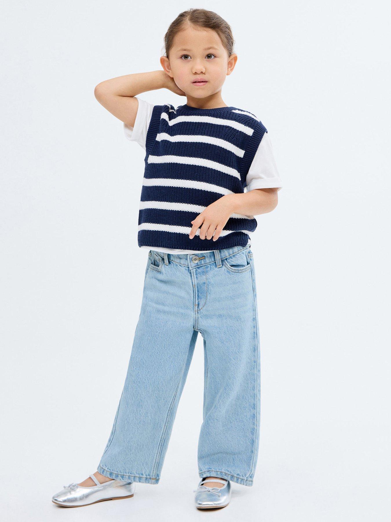 Mango Younger Girls Wide Jeans - Light Blue