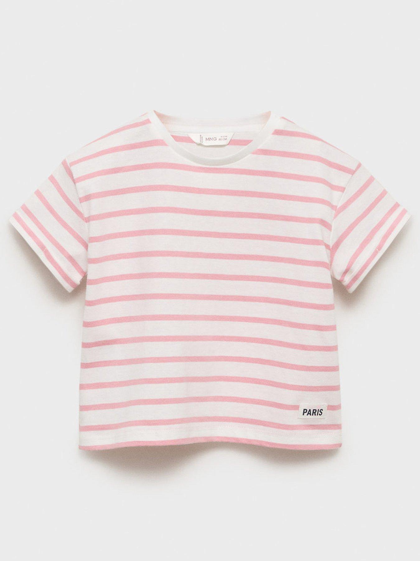 Mango Younger Girls Stripe Short Sleeve T-Shirt - Pink