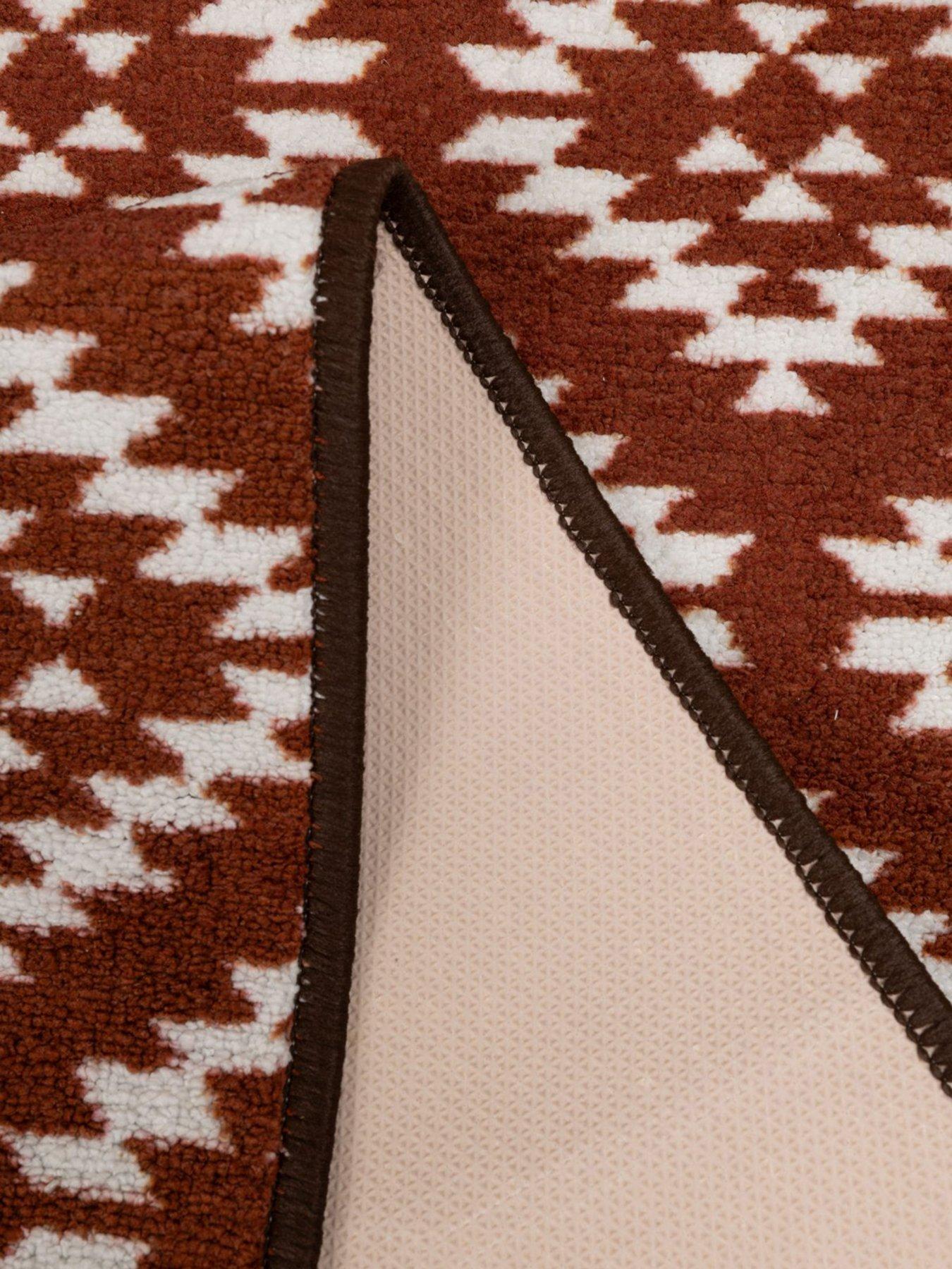 Image 4 of 4 of The Very Collection Aztec Terracotta Diamond Runner &amp; Doormat Set