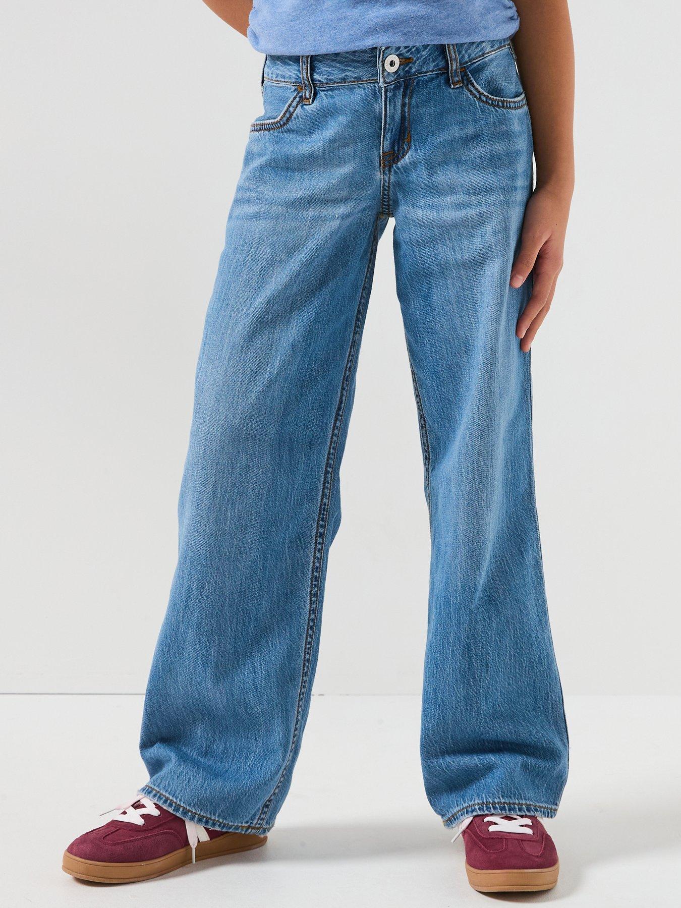 Abercrombie & Fitch Girls Low Rise Baggy Jeans - Blue