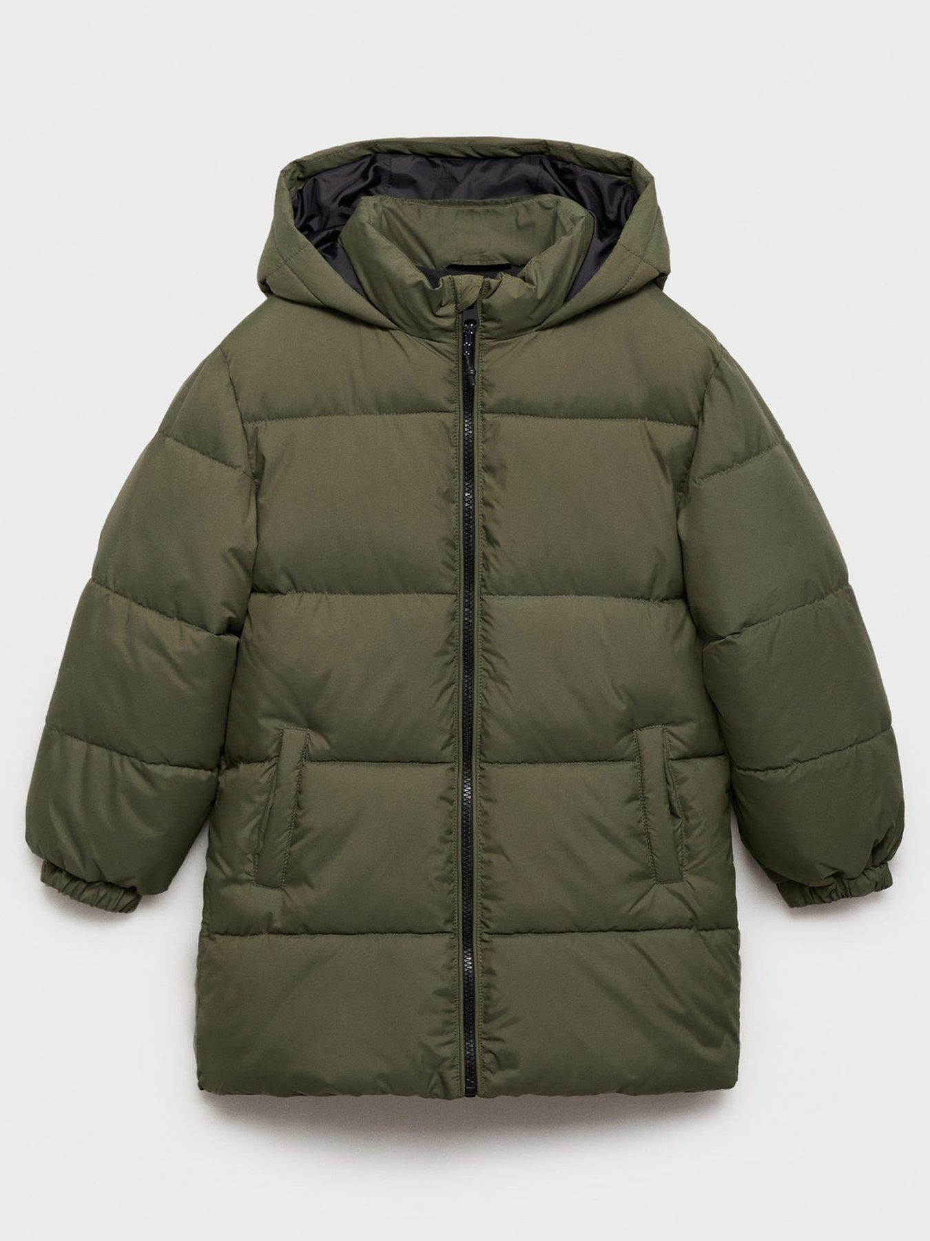 Mango Boys Longline Padded Coat - Khaki