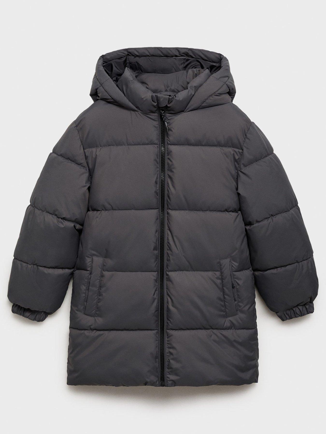 Mango Boys Longline Padded Coat - Dark Grey