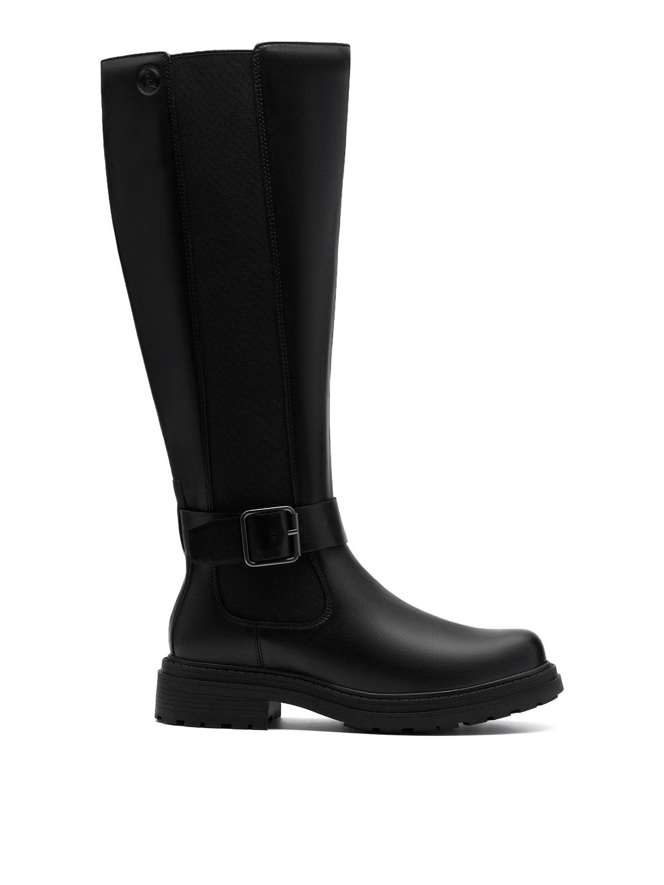 Image 1 of 6 of Clarks Orinoco3 Tall Leather Knee Boots -Black