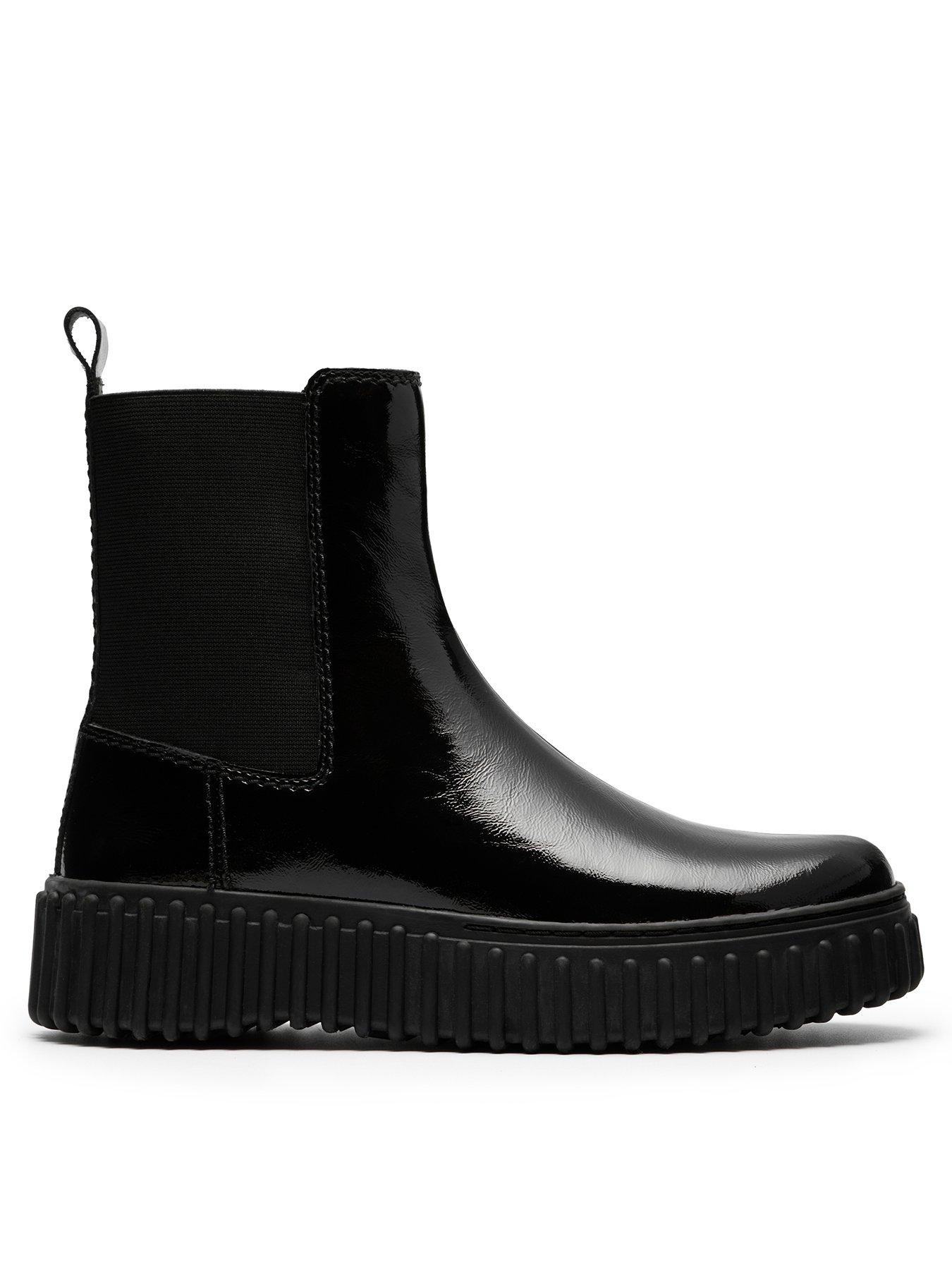 Clarks Torhill Maple Patent Ankle Boot - Black