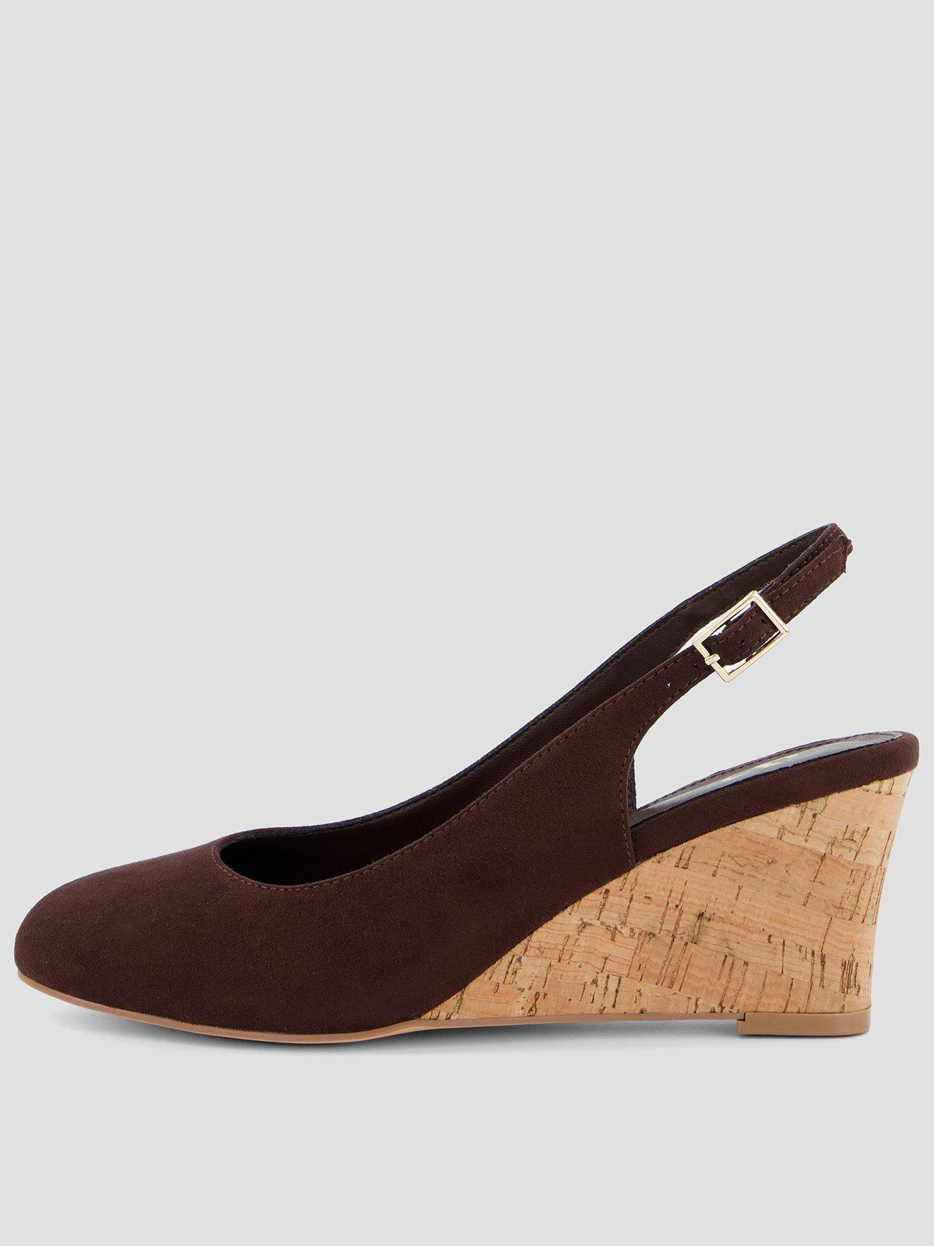 Image 2 of 6 of The Very Collection Wide Fit Wedge Sling Back Shoe - Brown
