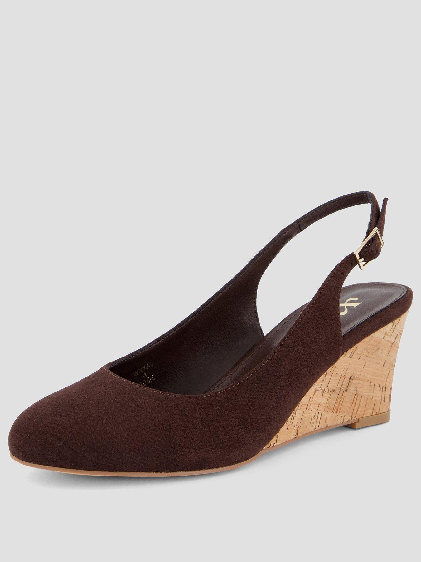 Image 3 of 6 of The Very Collection Wide Fit Wedge Sling Back Shoe - Brown