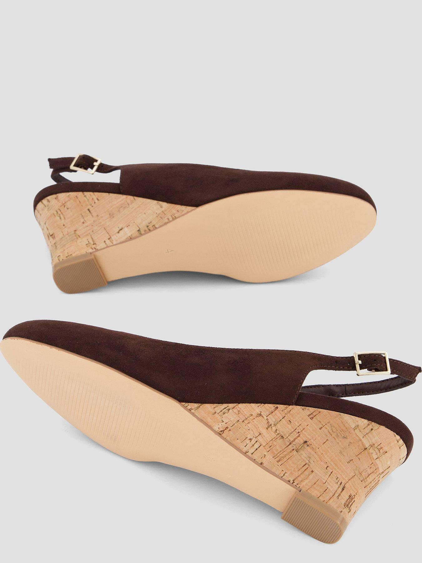 Image 5 of 6 of The Very Collection Wide Fit Wedge Sling Back Shoe - Brown